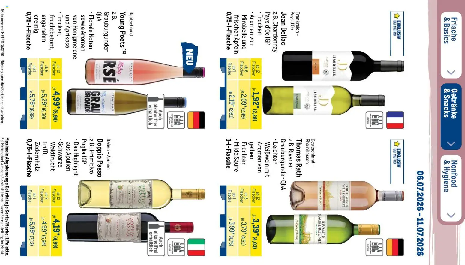 Metro Prospekt – gültig ab 06.07.2026 | Seite: 35 | Produkte: Weißwein, Honigmelone, Doppio Passo