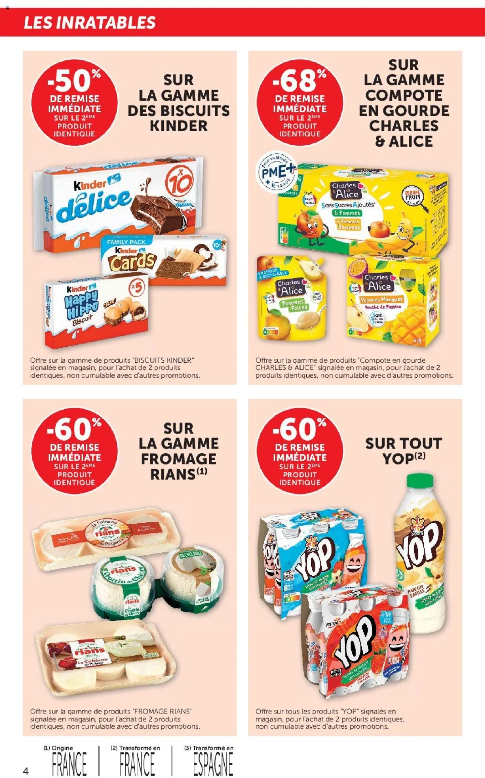 {H1} | Page: 4 | Produits: Fromage, Pommes, Bananes, Biscuits