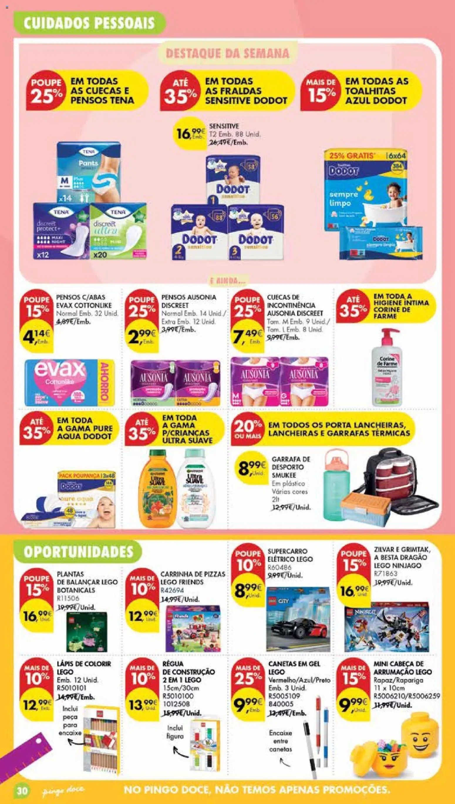 Pingo Doce Poupe Esta Semana Madeira │ válido de 08/09/2026 | Página: 30 | Produtos: Fraldas, Higiene íntima, Cuecas, LEGO