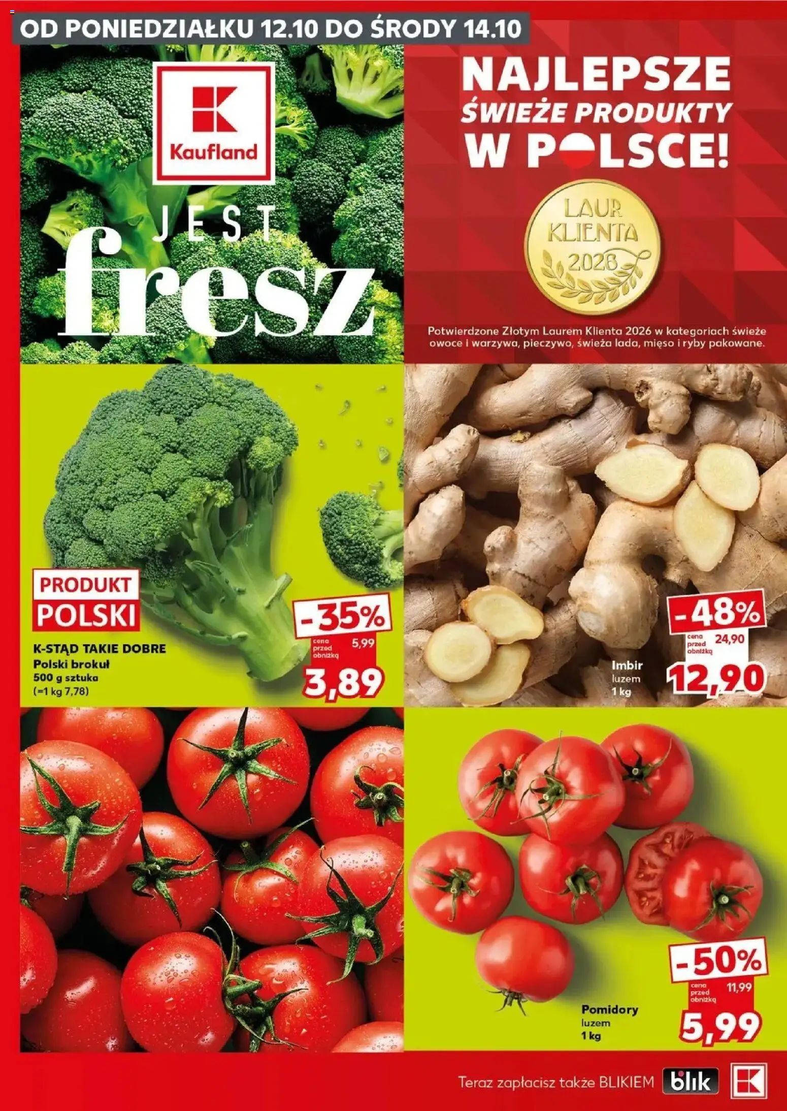 Kaufland gazetka - Mocny start od 12.10.2026 - od jutra PDF | Strona: 2 | Produkty: Imbir, Brokuł, Mięso, Owoce