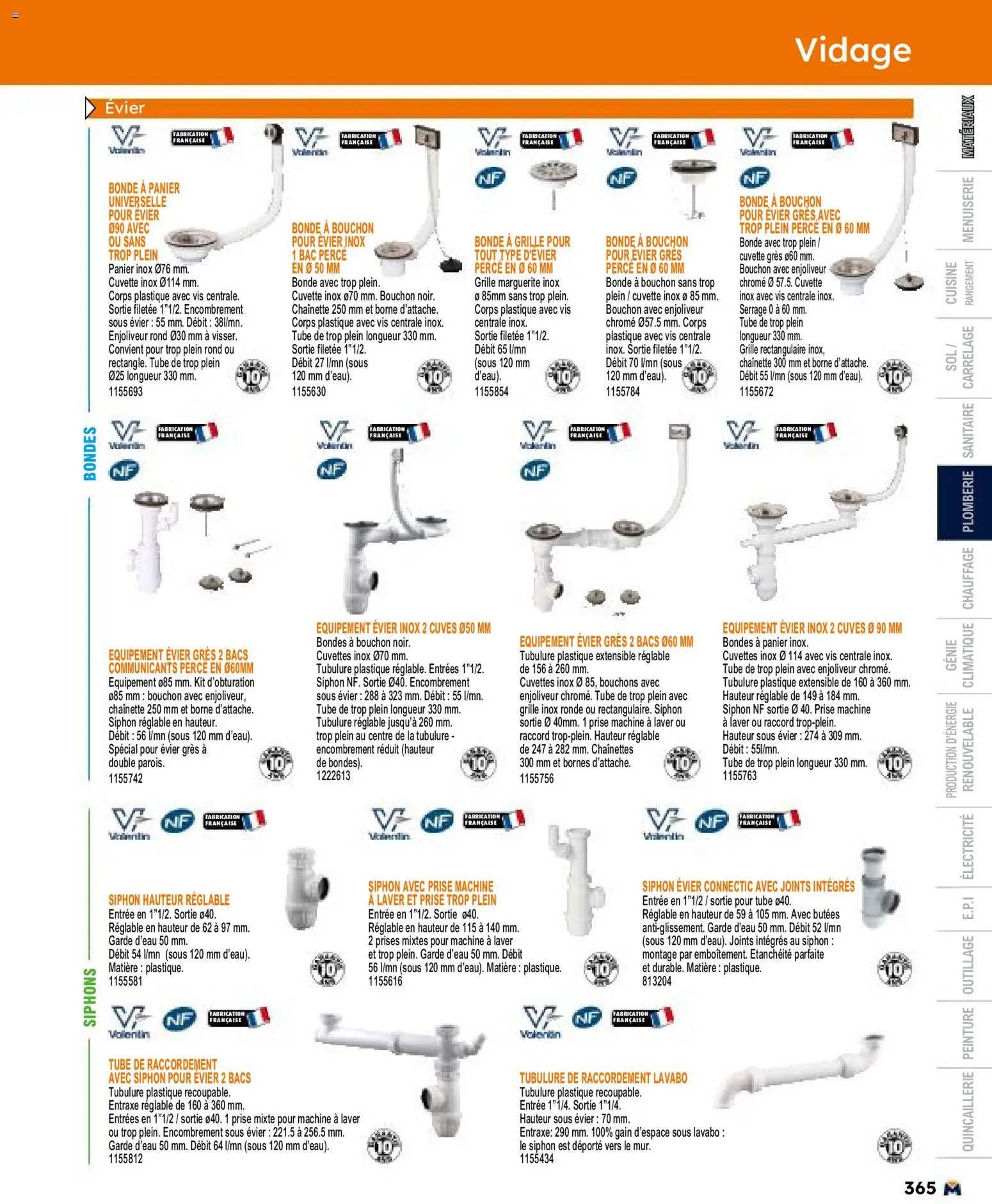 {H1} | Page: 365 | Produits: Machine à laver, Prises, Prise, Lavabo