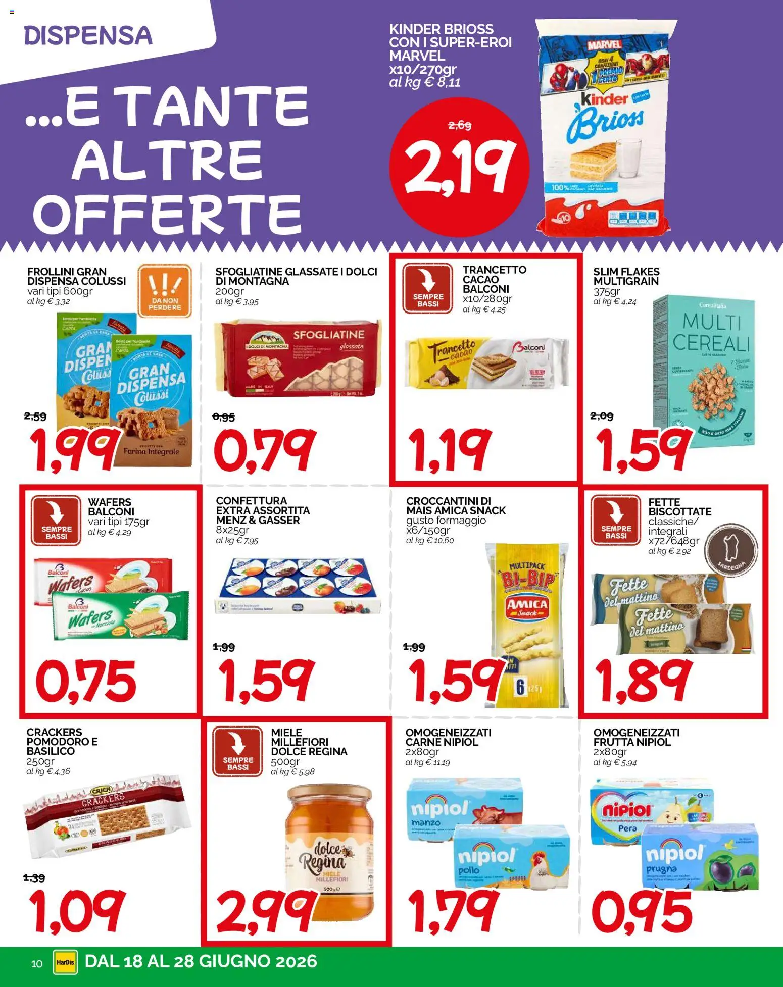 Volantino HarDis del 18.06.2026 | Pagina: 10 | Prodotti: Pollo, Manzo, Pomodoro, Crackers