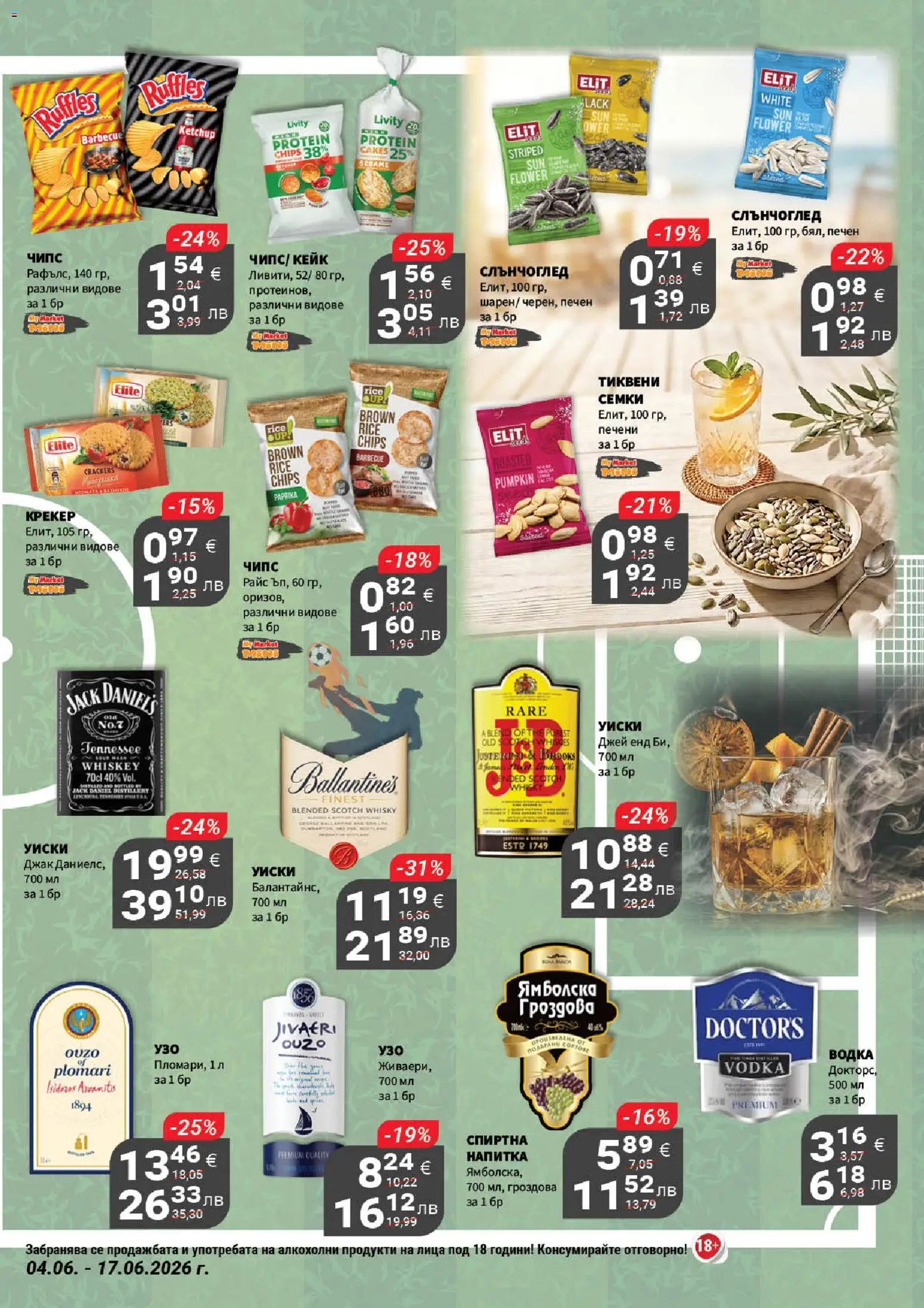 {H1} | Страница: 7 | Продукти: Чипс, Уиски, Семки, Напитка