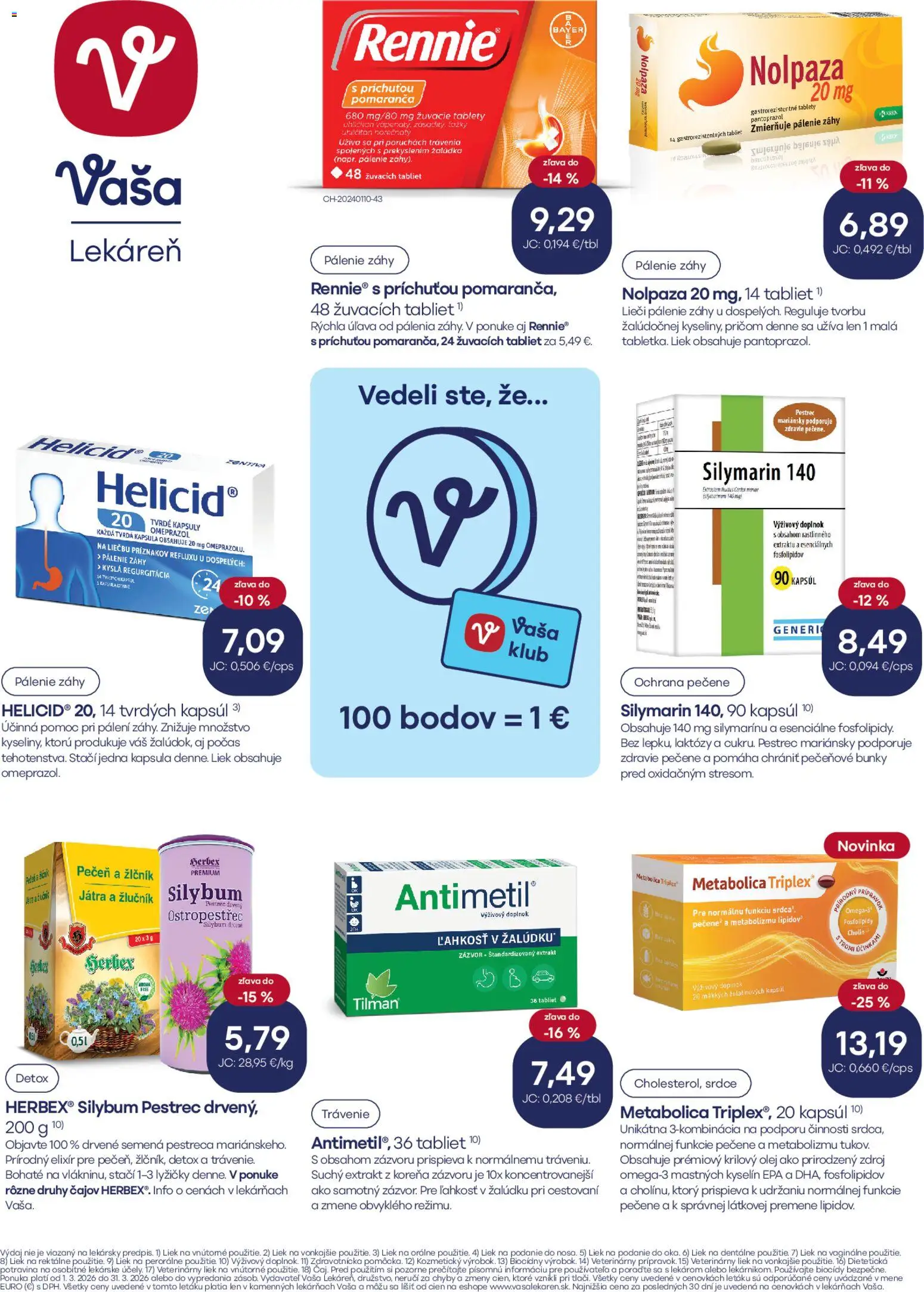 Nové Vaša lekáreň akcie – leták je platný od 01.03.2026 | Strana: 7 | Produkty: Tv, Zázvor, Pečeň