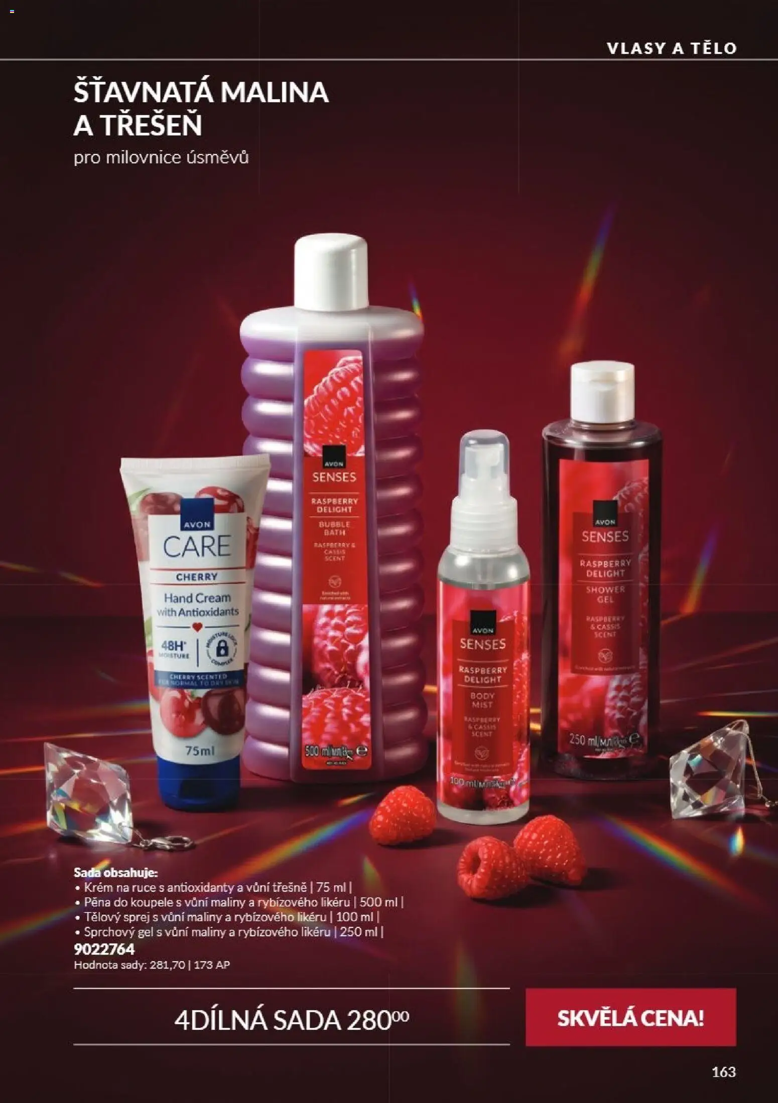 Avon Katalog 11/2026 od 01.11.2026 | Strana: 163 | Produkty: Krém na ruce, Pěna do koupele, Maliny, Body