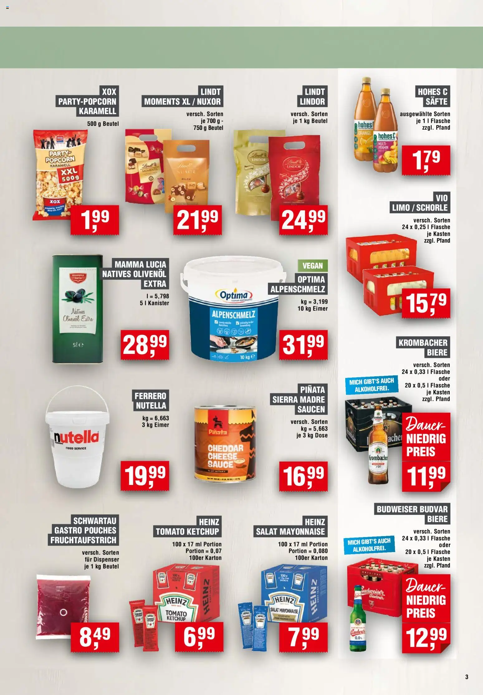 Handelshof Gastro & GV – gültig ab 01.11.2026 | Seite: 3 | Produkte: Mayonnaise, Budweiser, Ketchup, Salat