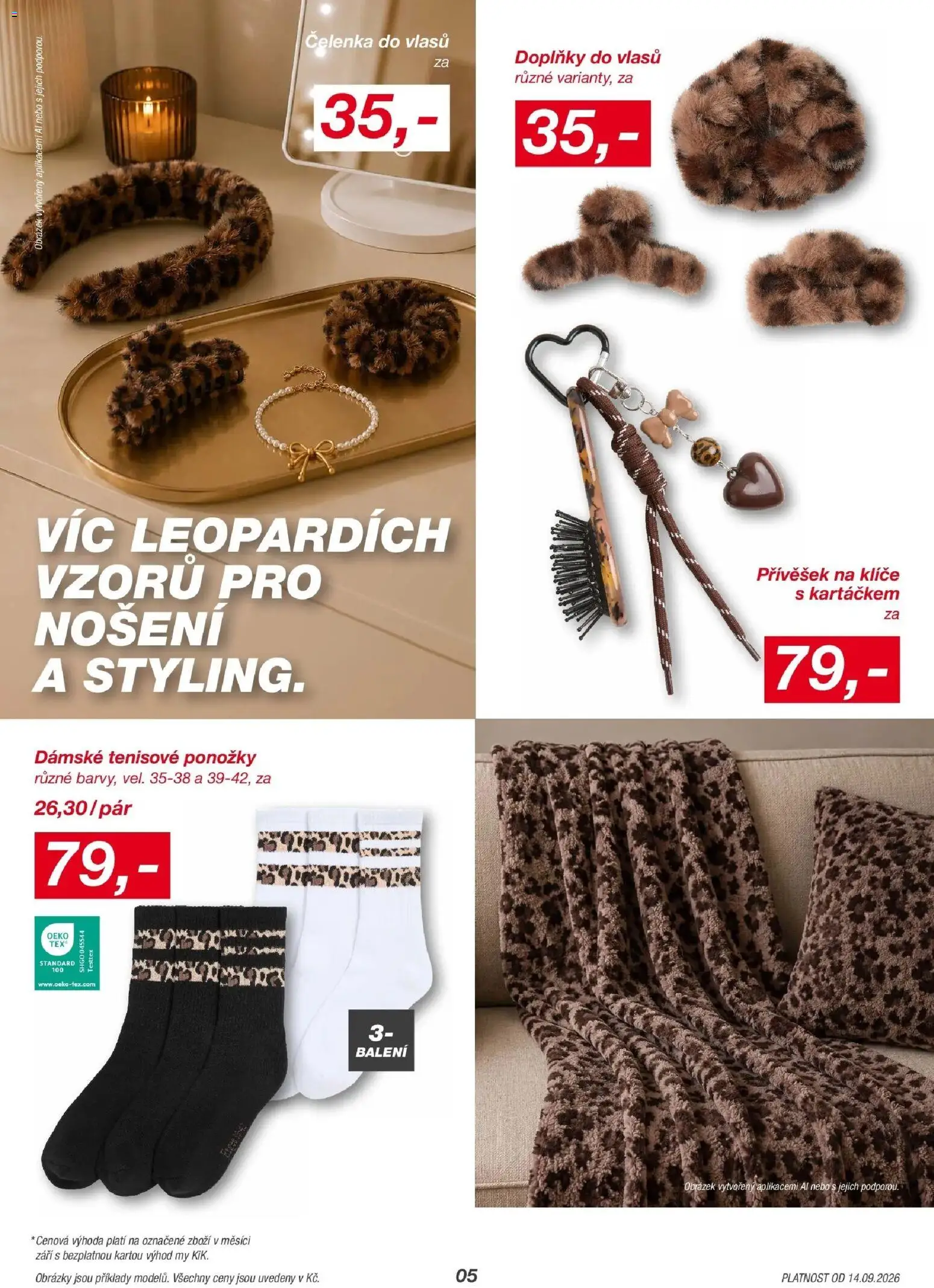 KIK leták 11.09.2026 - Leták příští týden | Strana: 5 | Produkty: Čelenka, Ponožky