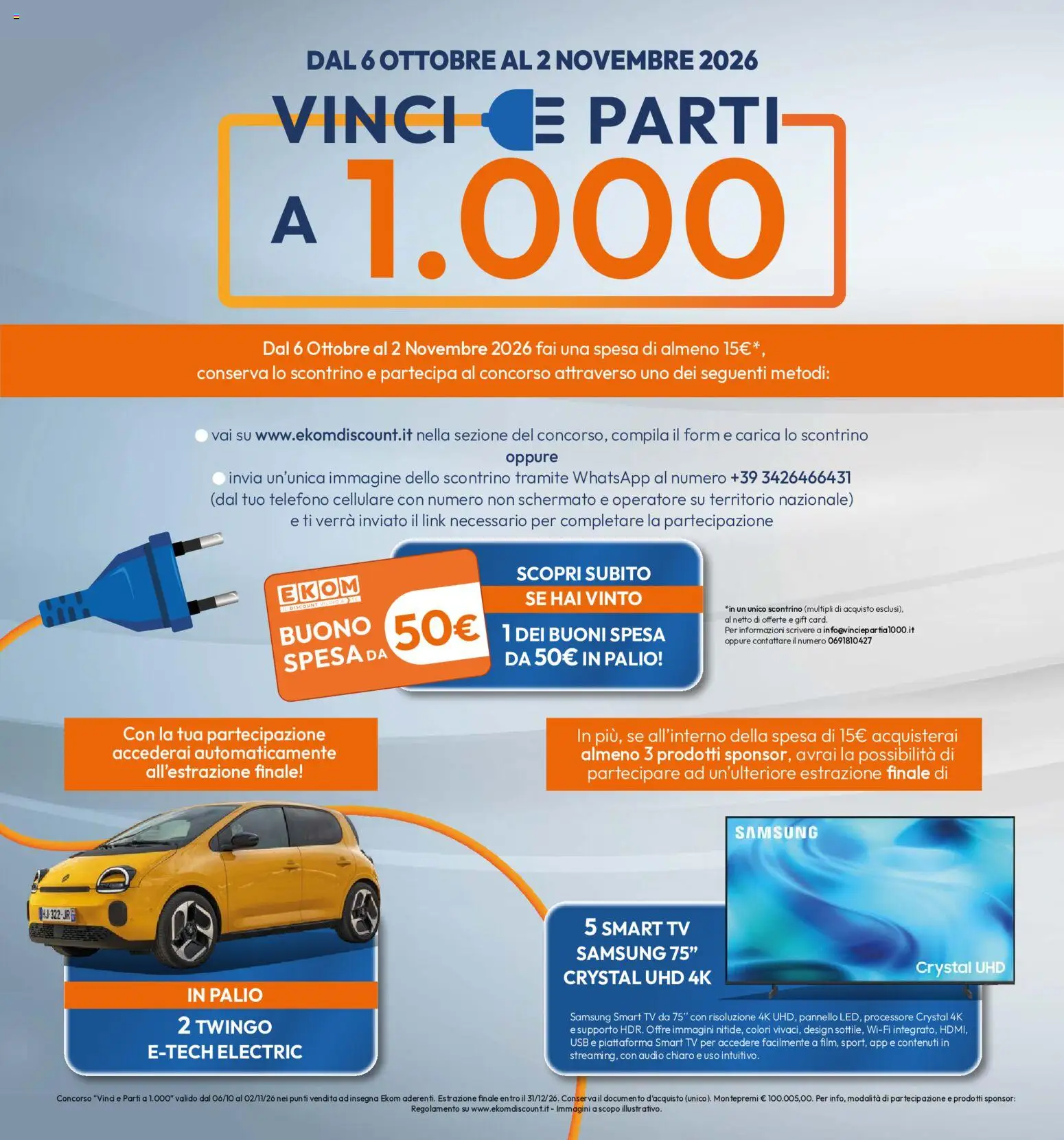 Volantino Ekom del 06/10/2026 | Pagina: 2 | Prodotti: smart TV, Telefono, USB, Samsung