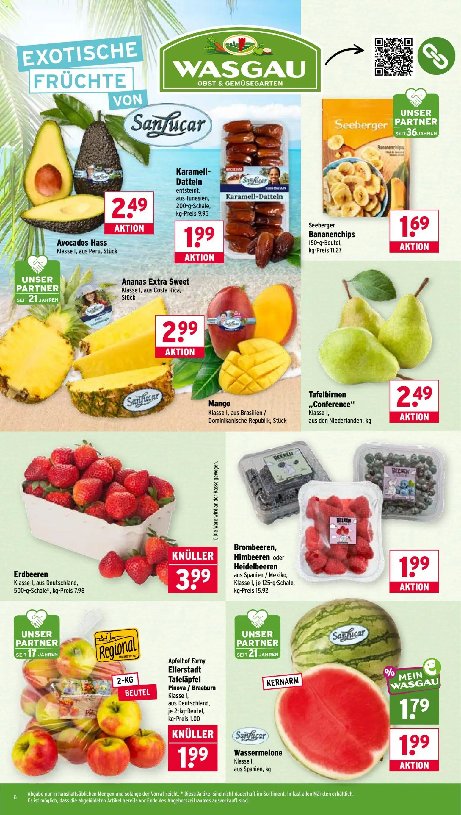 Wasgau Prospekt – gültig ab 26.05.2026 | Seite: 8 | Produkte: Himbeeren, Obst, Mango, Erdbeeren