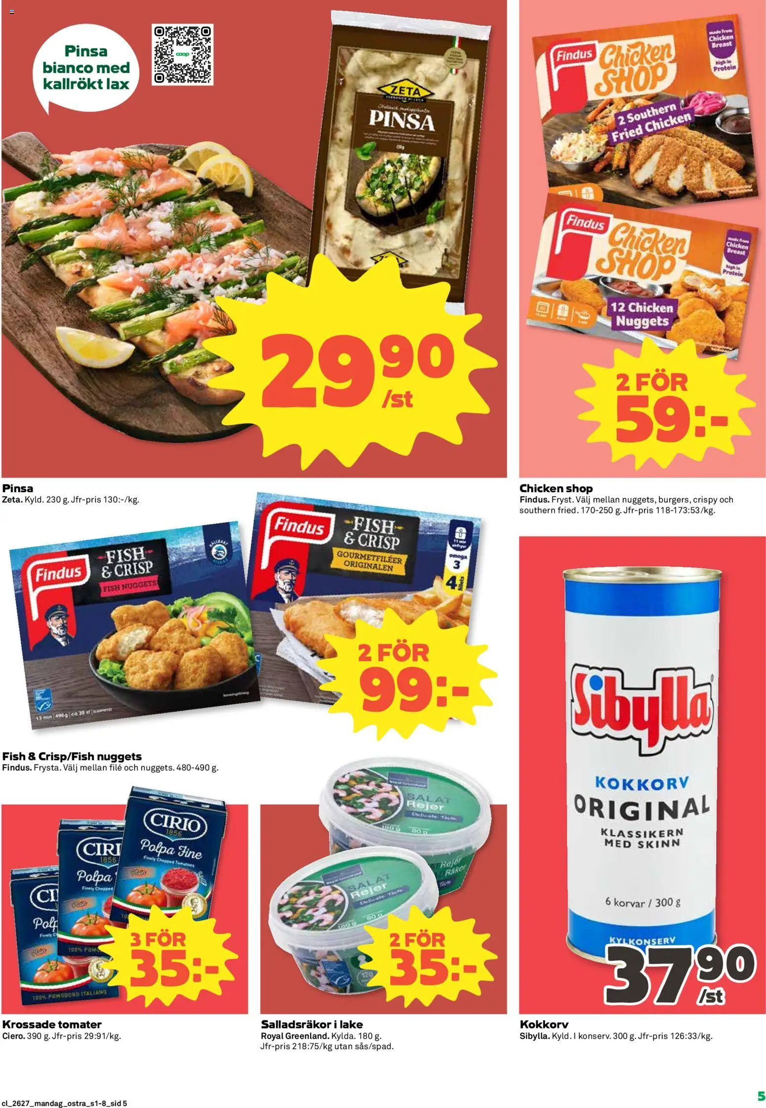 Coop Daglivs reklamblad aktuell från 29/06/2026 | Sida: 5 | Produkter: Krossade tomater, Lax, Tomater