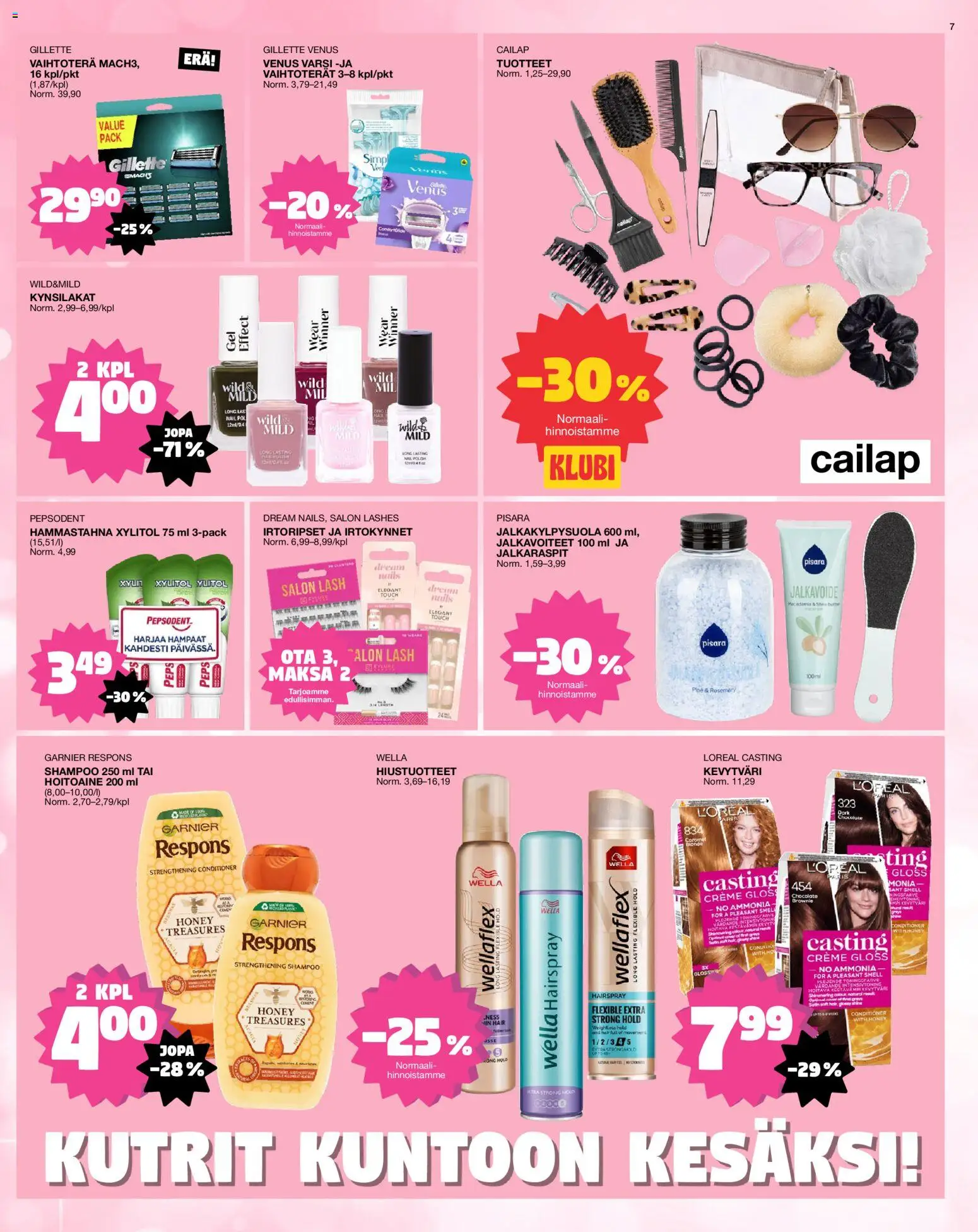 Tokmanni tarjoukset – voimassa 25.05.2026 alkaen | Sivu: 7 | Tuotteet: Irtoripset, Jalkavoide, Shampoo, Hoitoaine