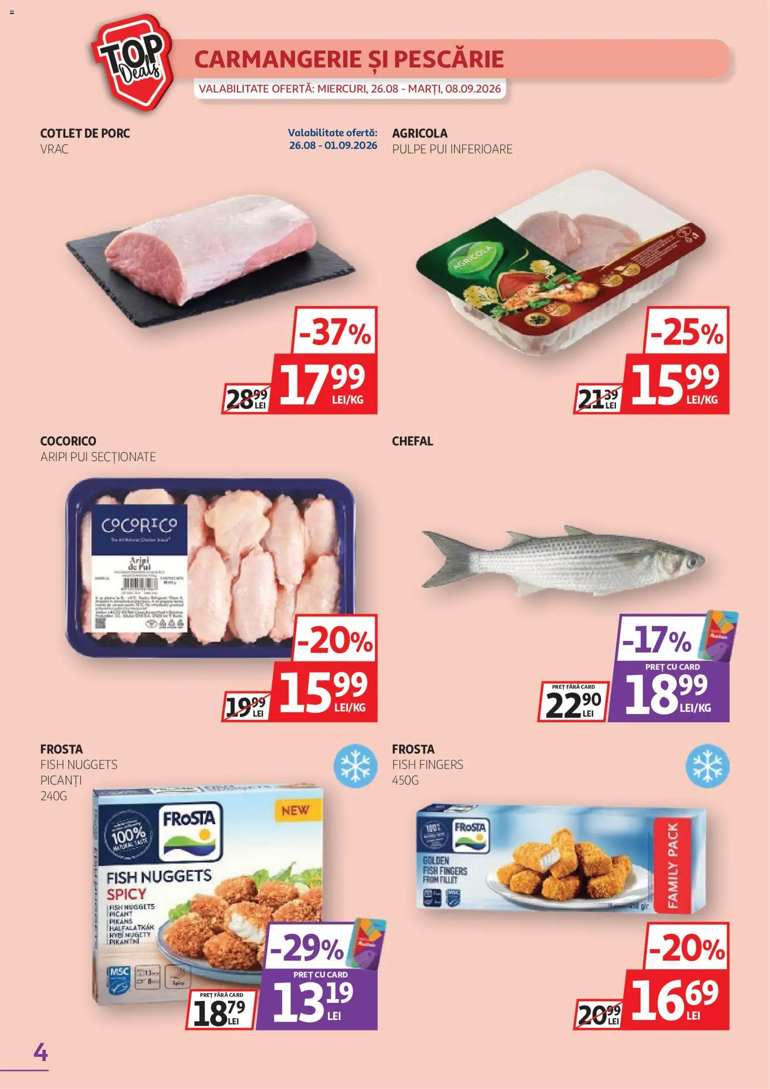 Noul catalog Auchan – valabil de la 26.08.2026 | Pagină: 4 | Produse: Agricola, Cotlet, Pui