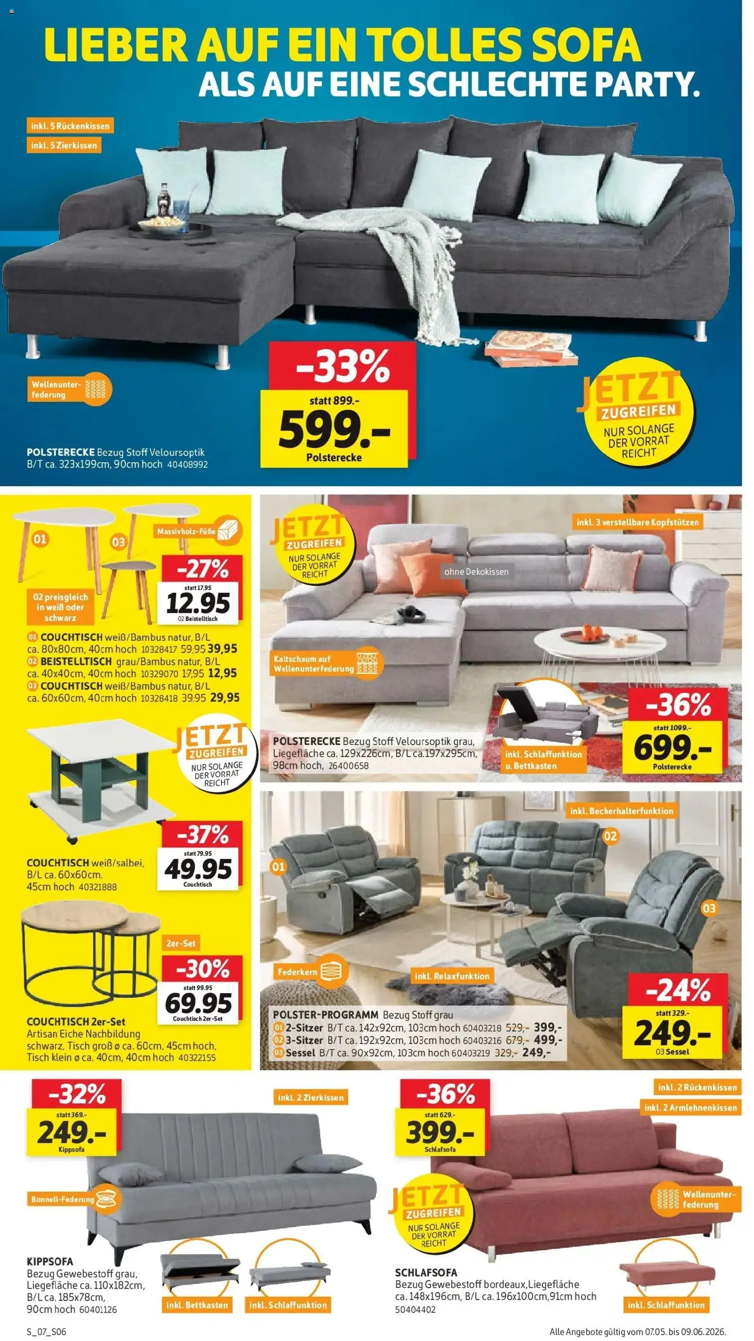Sconto Prospekt Großpösna – gültig ab 07.05.2026 | Seite: 6 | Produkte: Beistelltisch, Sofa, Sessel, Tisch