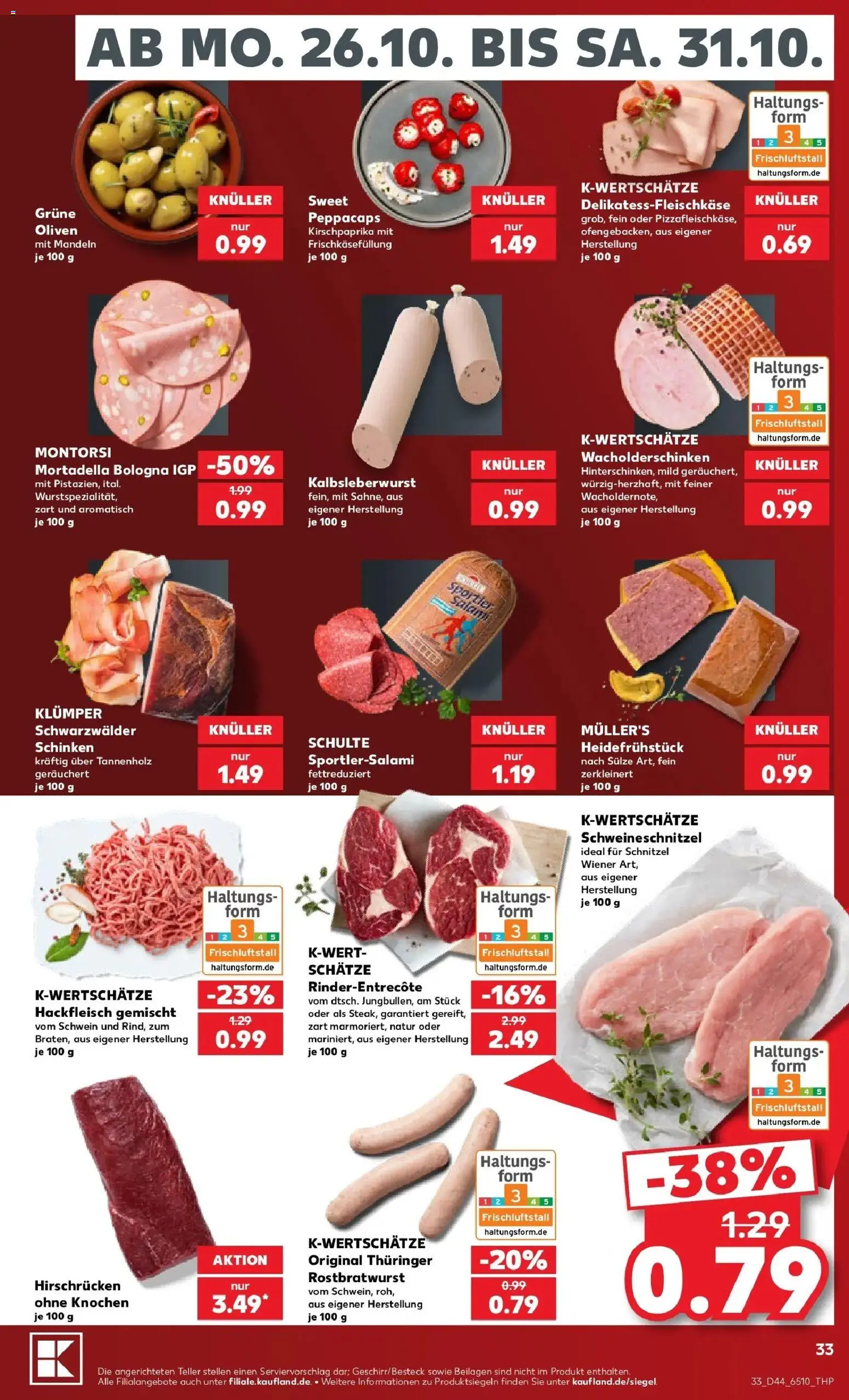 Prospekt Kaufland ab 26.10.2026 » Angebote Online zum Blättern | Seite: 37 | Produkte: Beilagen, Schnitzel, Salami, Schinken