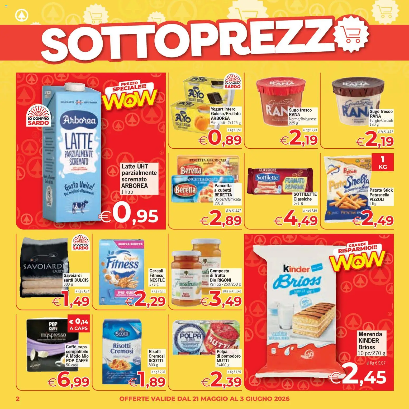 Volantino Eurospar del 21.05.2026 | Pagina: 2 | Prodotti: Yogurt, Patate, Latte, Sugo