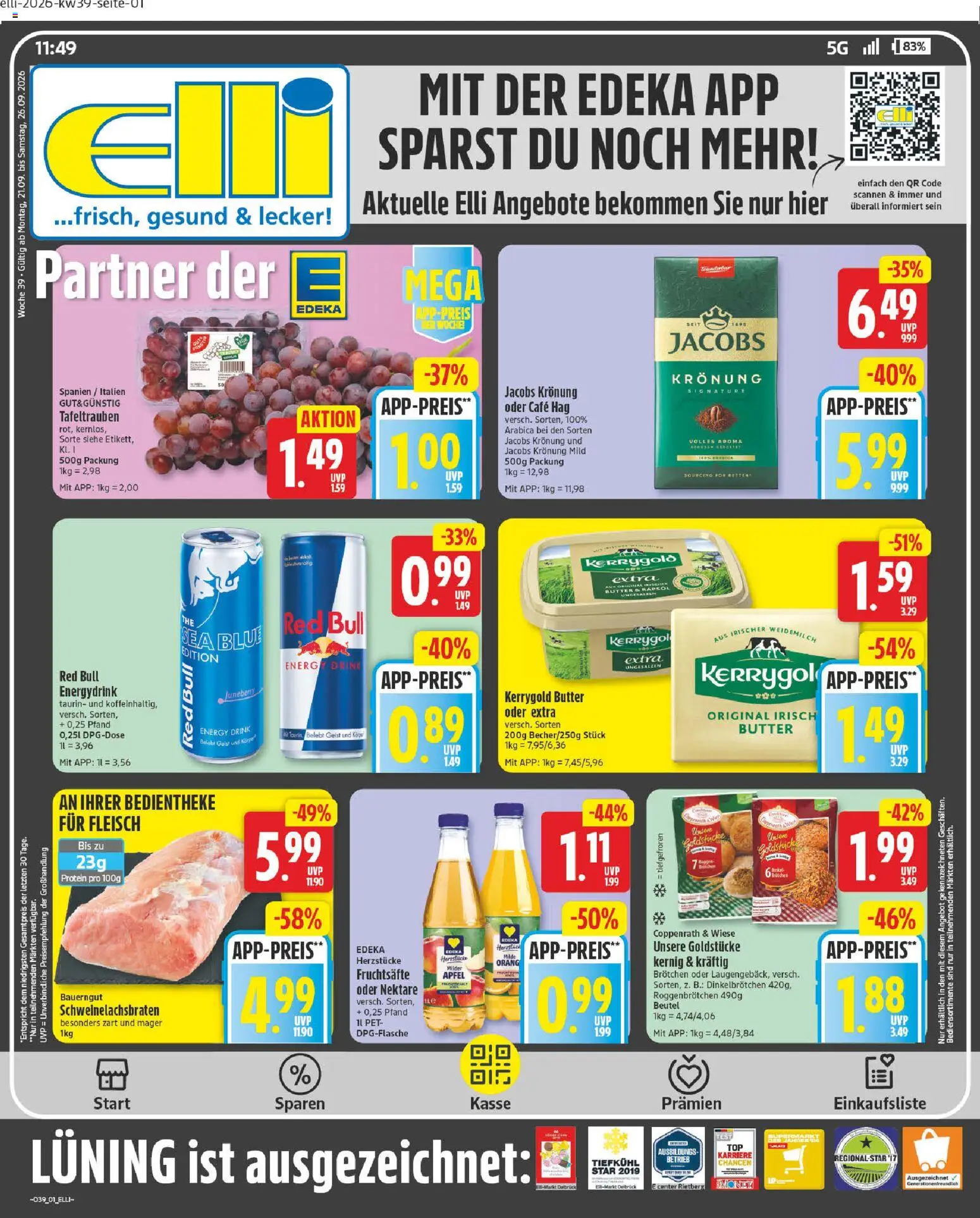 Elli Markt Prospekt Gütersloh – gültig ab 21.09.2026 | Seite: 1 | Produkte: Energy, Rapsöl, Bauerngut, Kerrygold butter