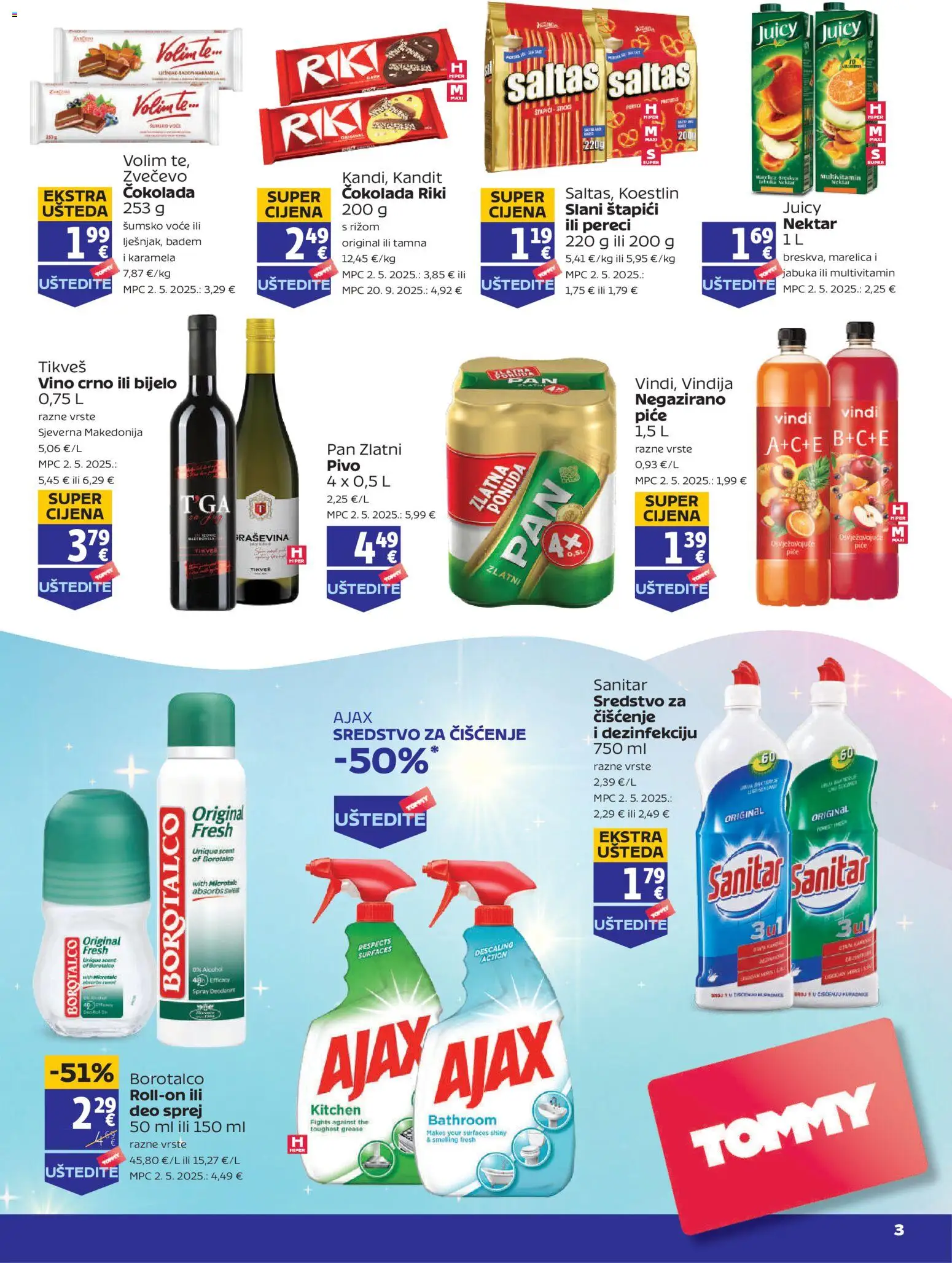 Tommy katalog | vrijedi od 23.07.2026 | Stranica: 2 | Proizvodi: Čokolada, Vino, Ajax, Borotalco