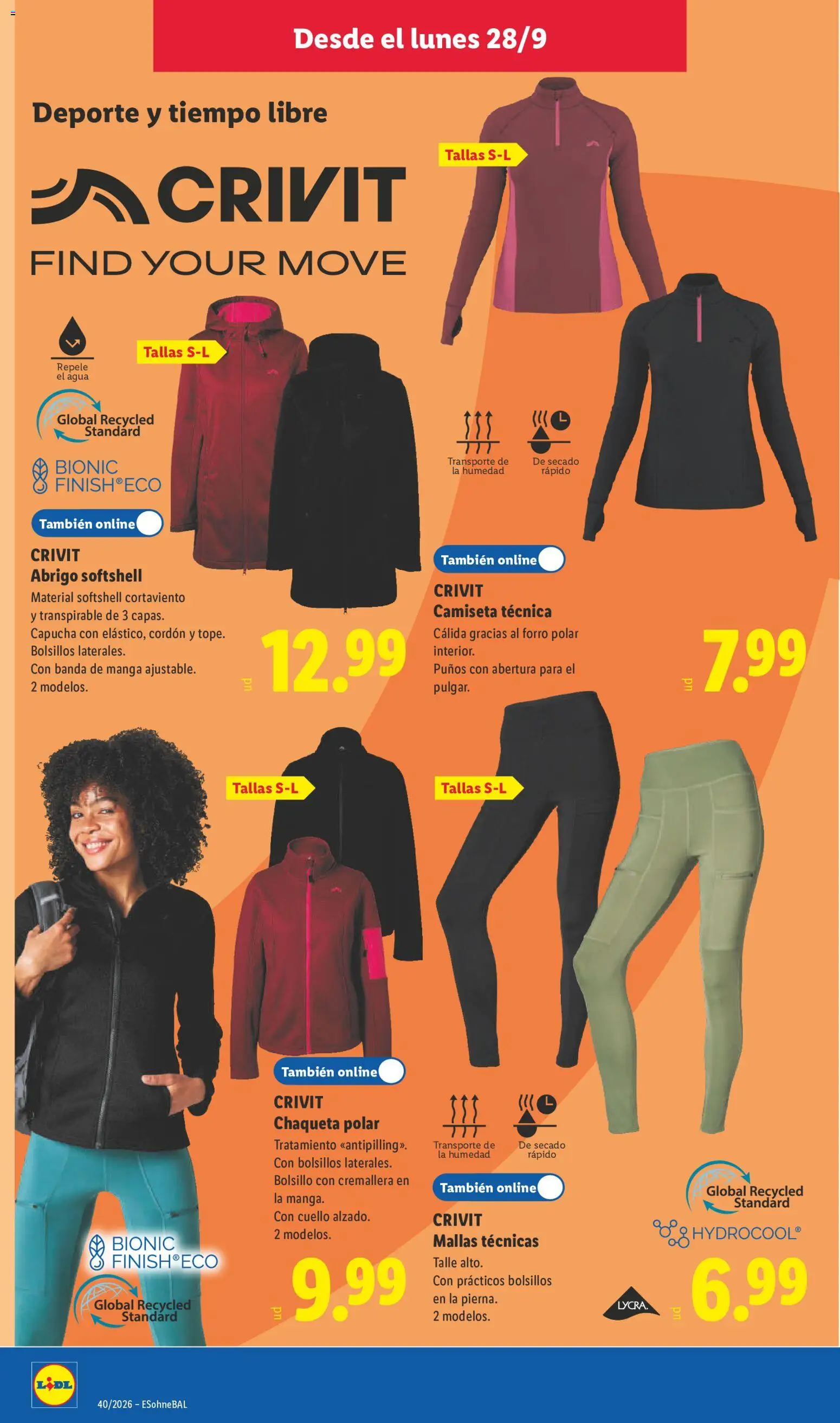 Lidl folleto de bazar │ válido desde el 28/09/2026 | Página: 8 | Productos: Chaqueta, Leggings, Agua