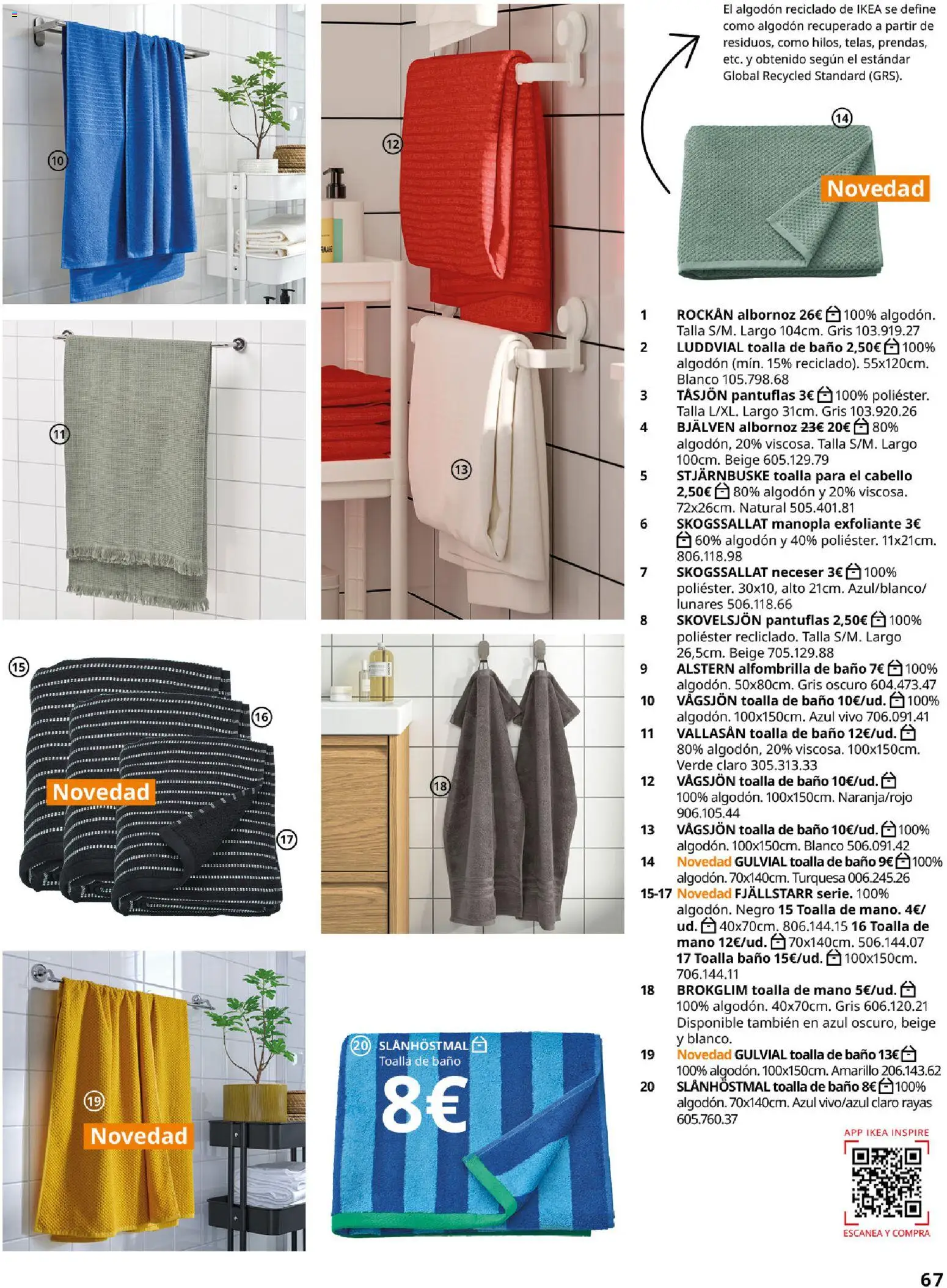 Catálogo IKEA Accesorios y decoración │ válido desde el 01/02/2026 | Página: 67 | Productos: Toalla de baño, Exfoliante, Algodón, Baño