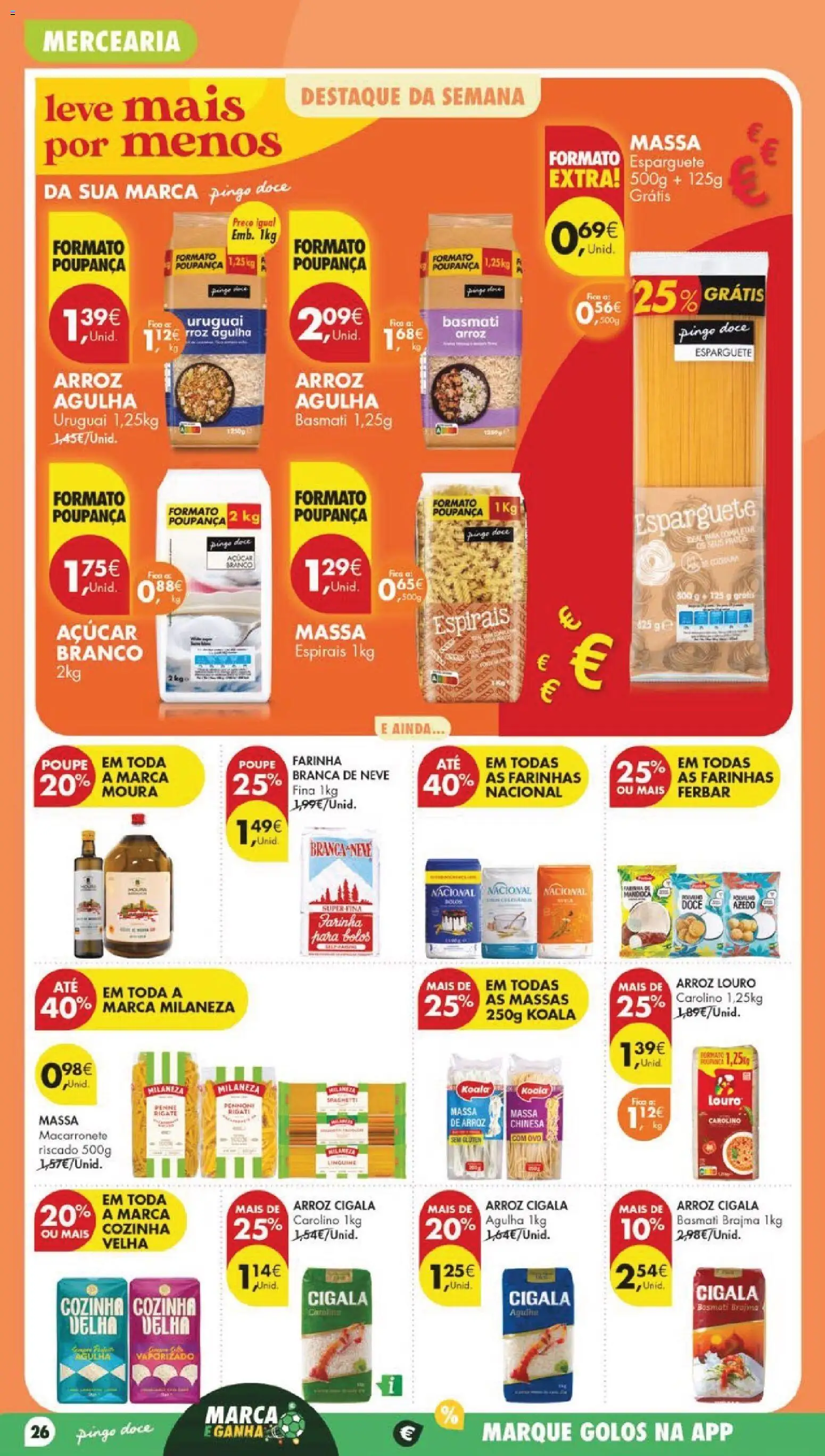 Pingo Doce folheto │ válido de 07/07/2026 | Página: 30 | Produtos: Esparguete, Massa de arroz, Açúcar, Massa