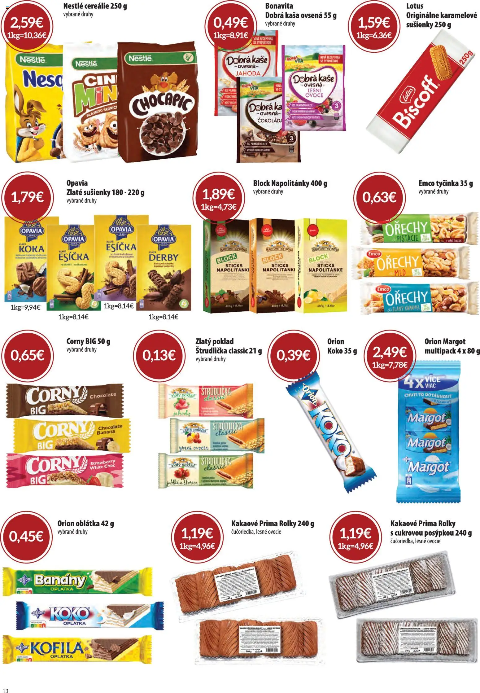 Nové CBA Verex akcie – leták je platný od 07.05.2026 | Strana: 13 | Produkty: Čokoláda, Cereálie, Orechy, Ovocie