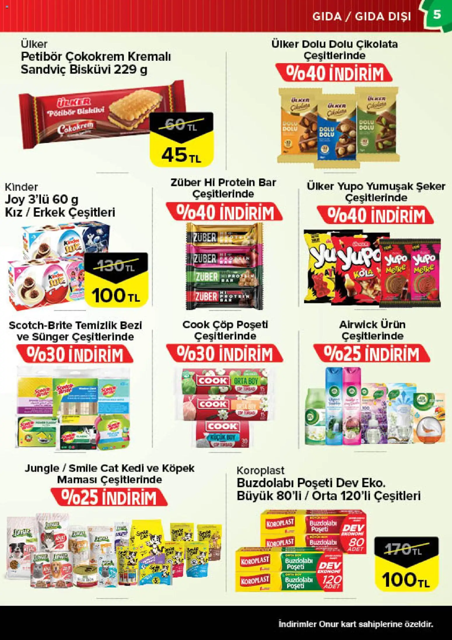 Onur Market Katalog - 27 Ekim 2026 tarihinden itibaren geçerlidir | Sayfa: 5 | Ürünler: Çikolata, Şeker, Buzdolabı, Bisküvi