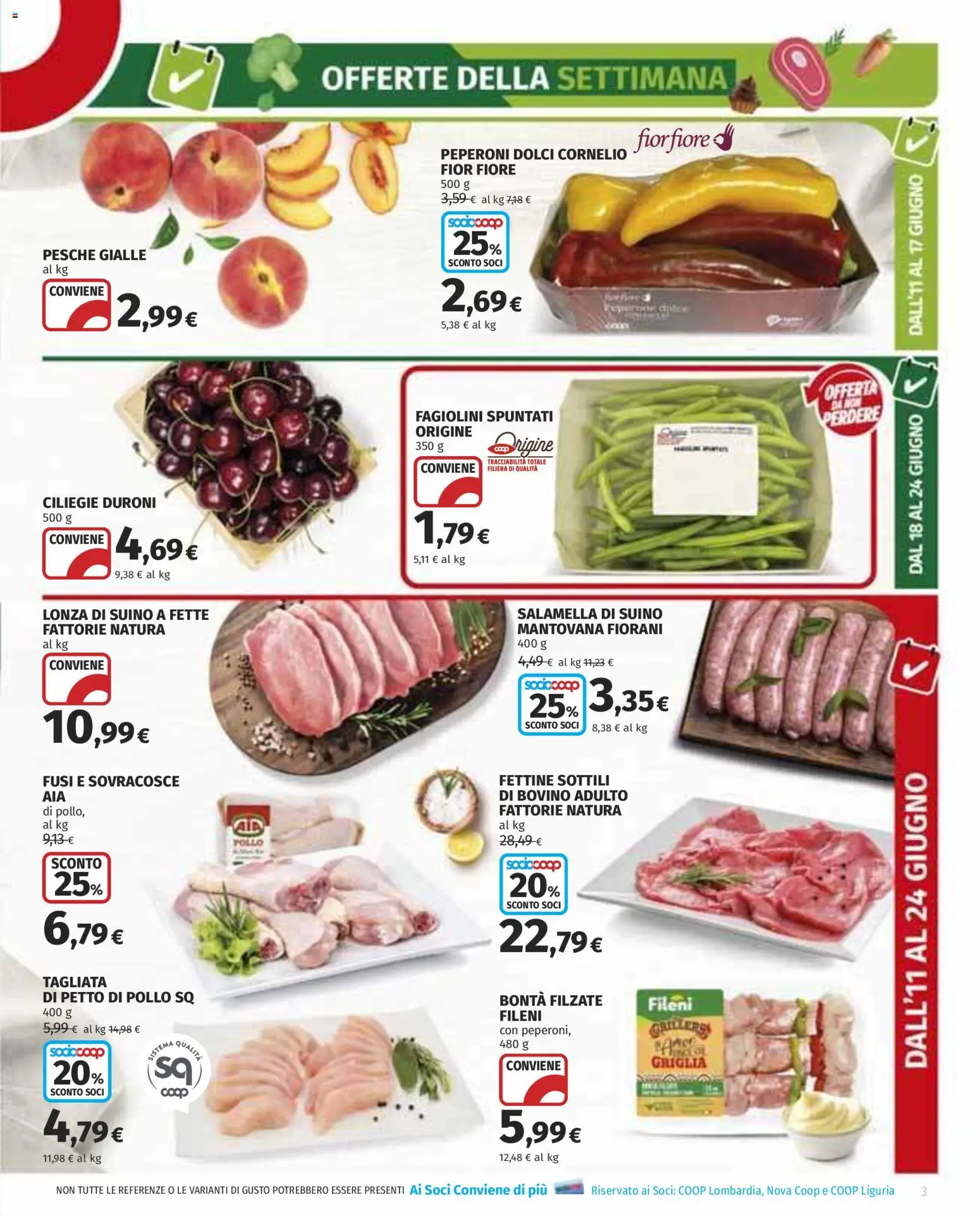 Volantino COOP del 11.06.2026 | Pagina: 3 | Prodotti: Pollo, Peperoni, Griglia, Fagiolini