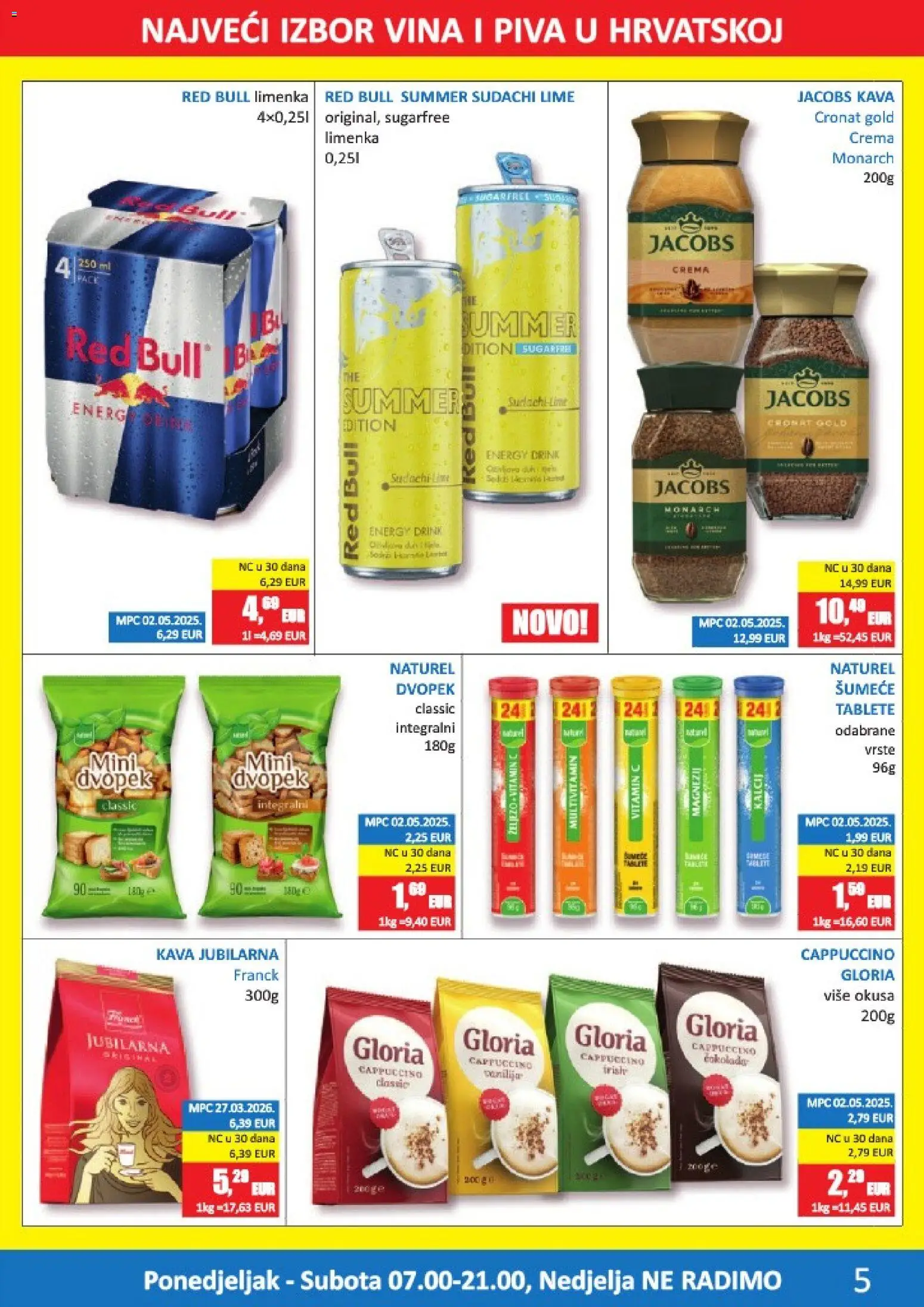 Vrutak katalog | vrijedi od 08.06.2026 | Stranica: 5 | Proizvodi: Čokolada, Dvopek, Jacobs, Cappuccino