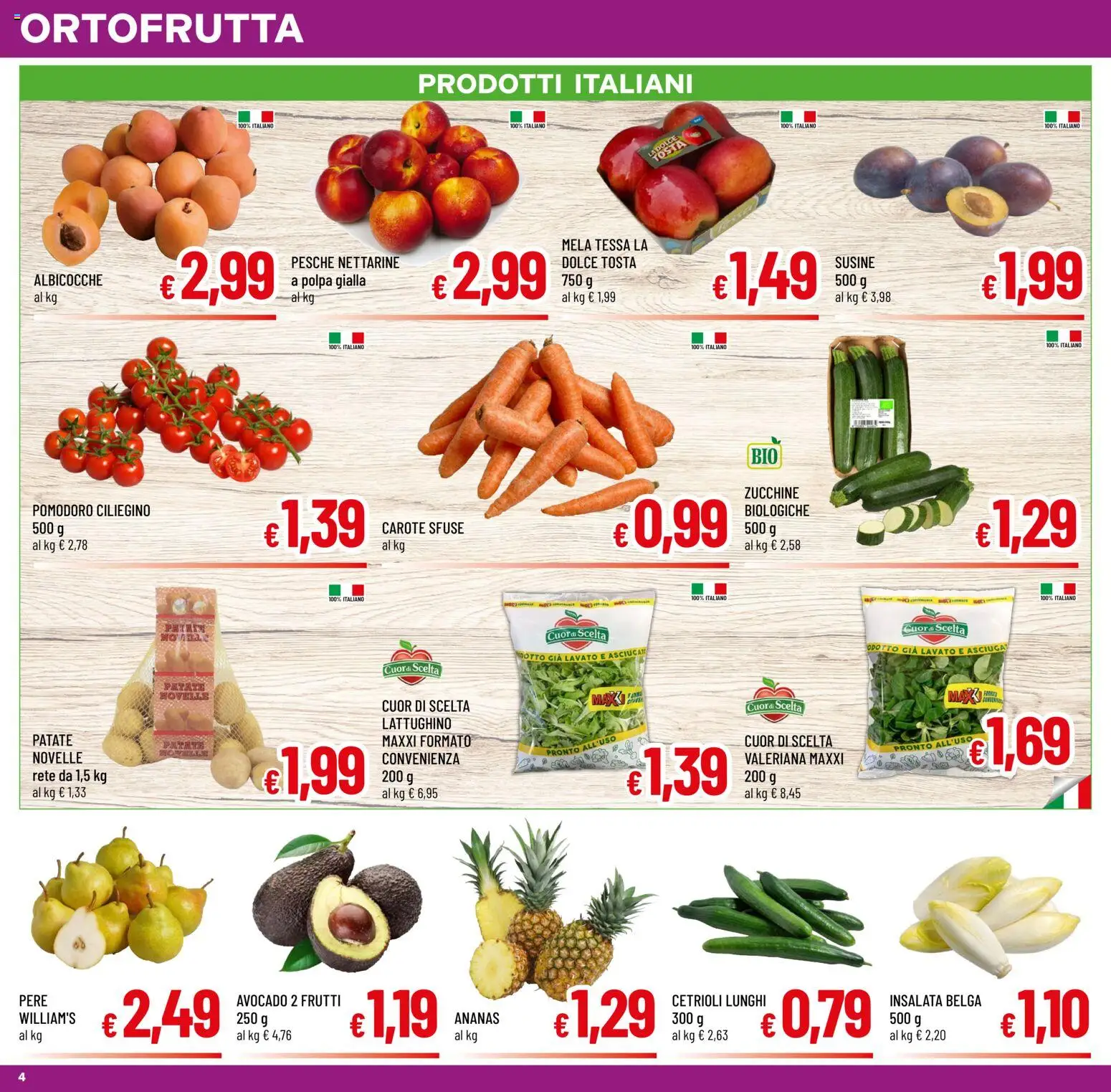 Volantino A&O del 10.06.2026 | Pagina: 4 | Prodotti: Patate, Pomodoro, Carote, Albicocche