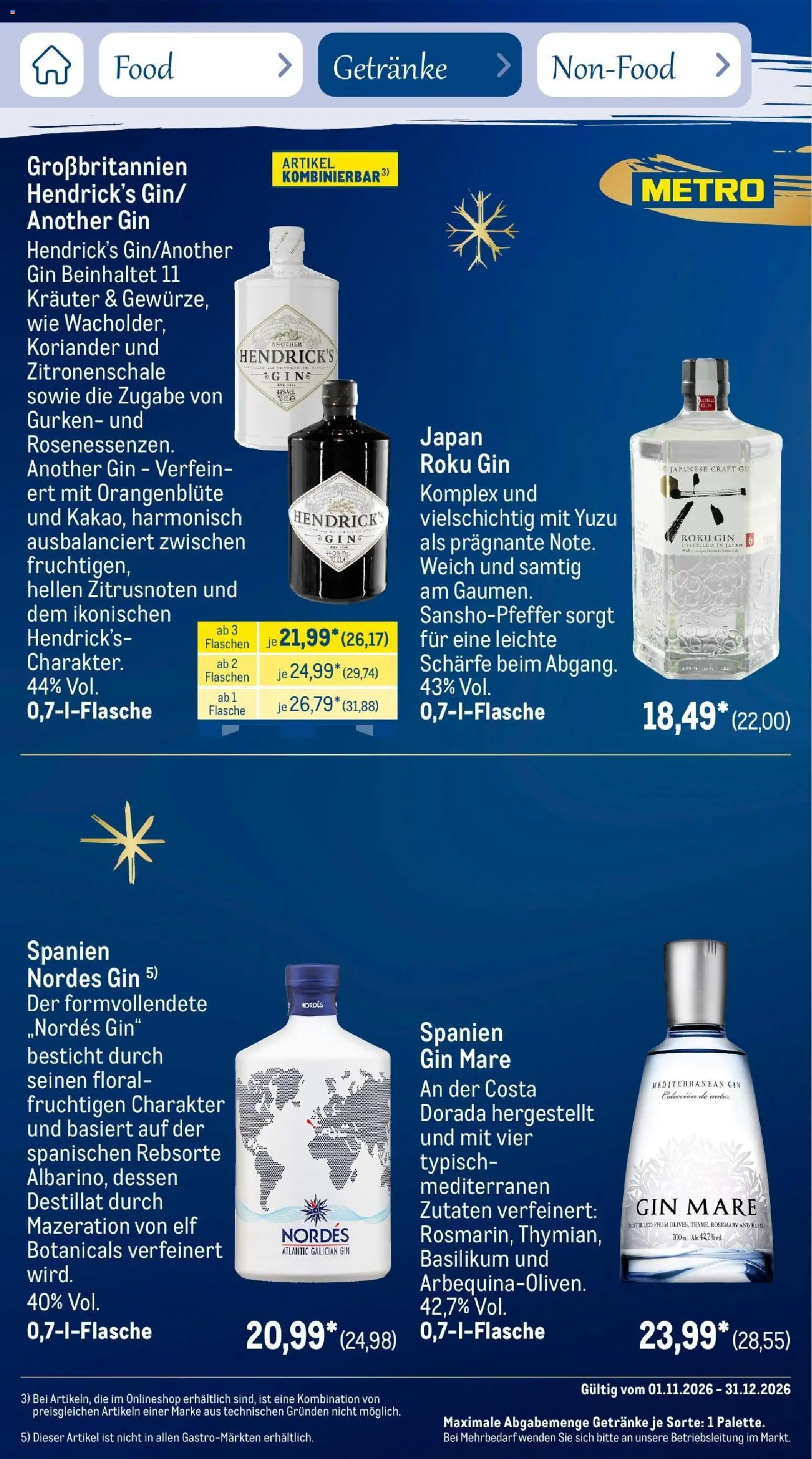 Metro Saisonkatalog Festtage voller Genuss – gültig ab 01.11.2026 | Seite: 80 | Produkte: Gin, Gurken