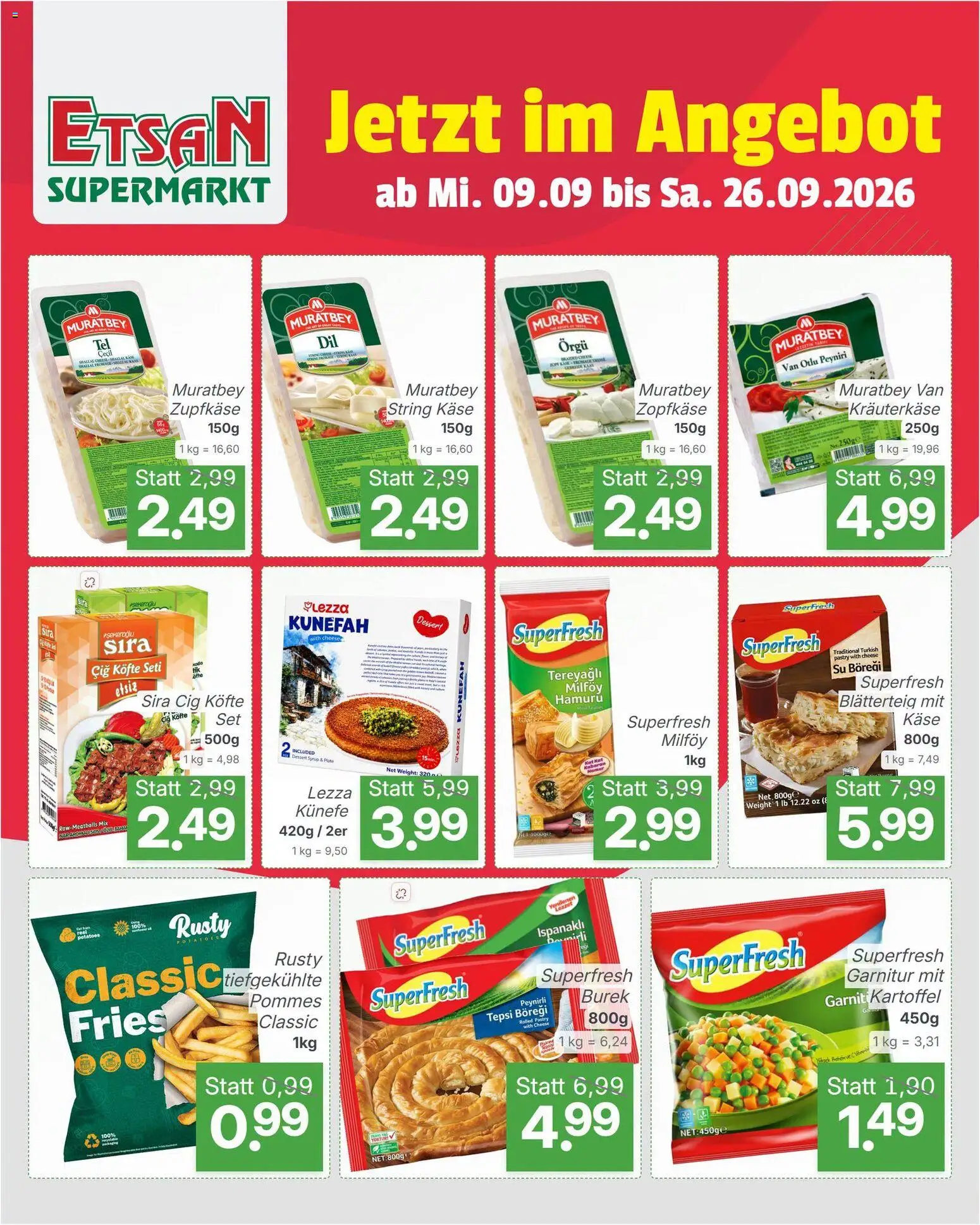 ETSAN Flugblatt gültig ab 09.09.2026 | Seite: 2 | Produkte: Käse