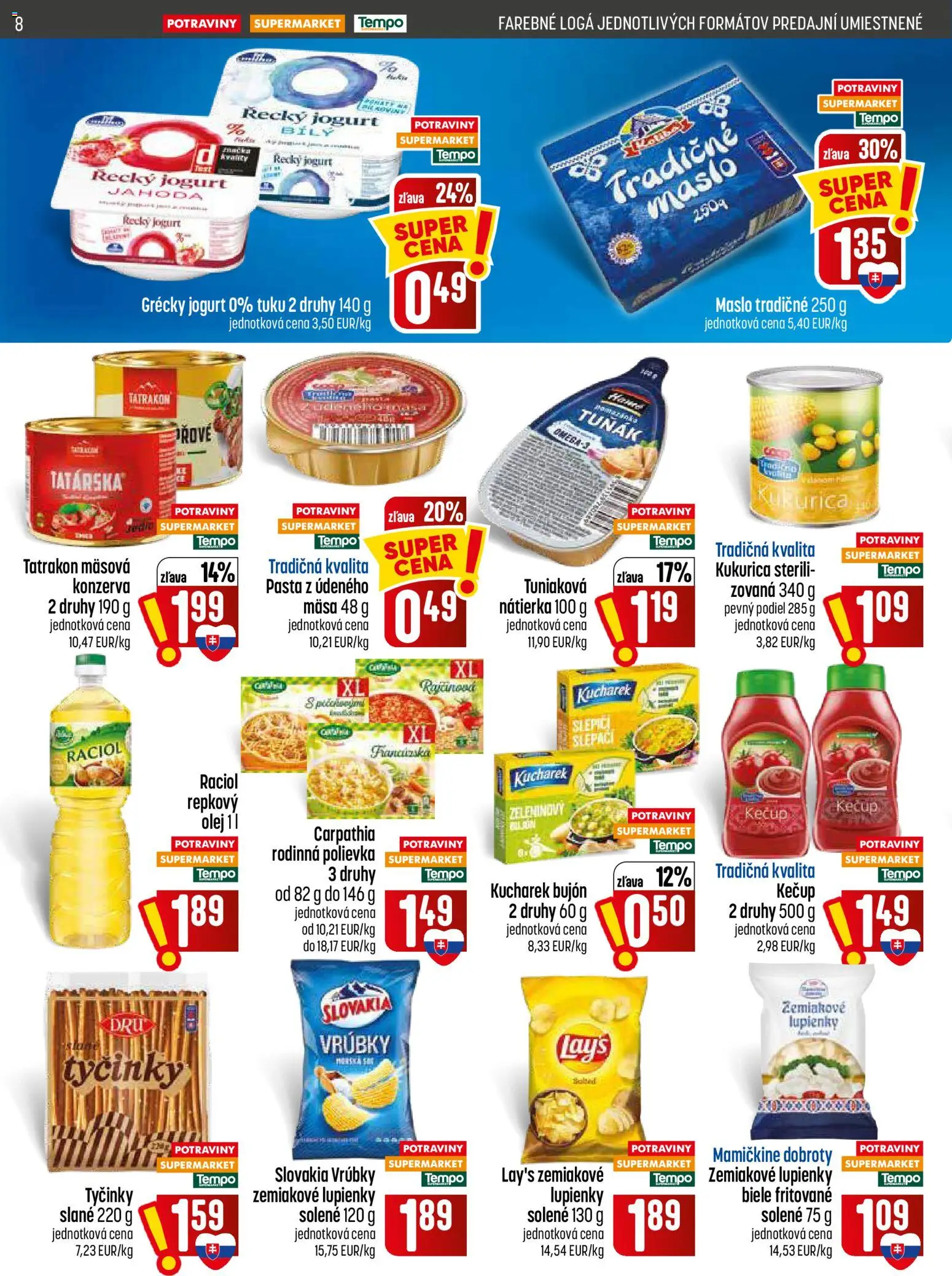 Nové COOP Jednota akcie – leták je platný od 13.08.2026 | Strana: 8 | Produkty: Maslo, Grécky jogurt, Kečup, Kukurica