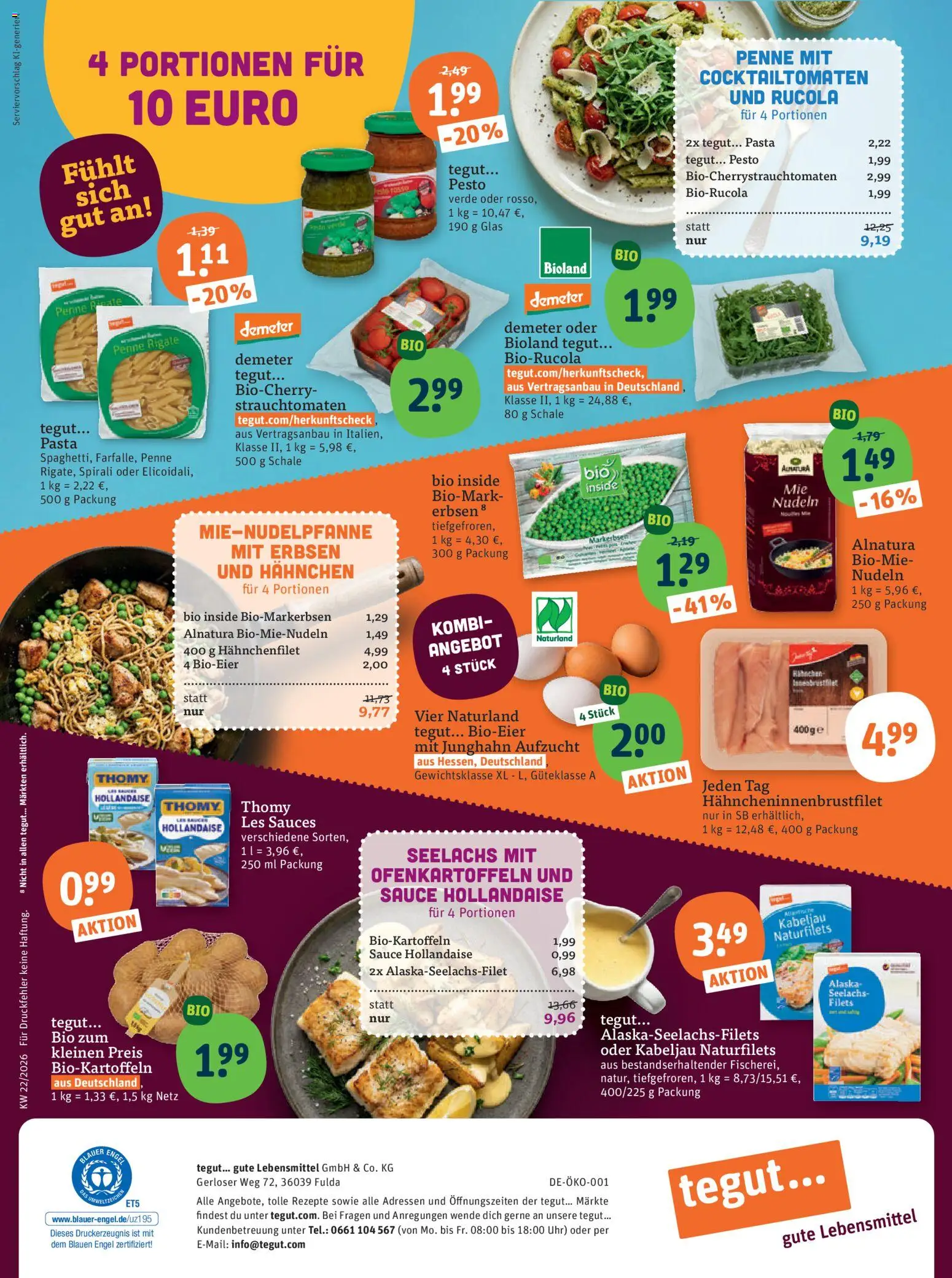 Tegut Prospekt – gültig ab 26.05.2026 | Seite: 23 | Produkte: Hahnchen, Rucola, Pasta, Uhr