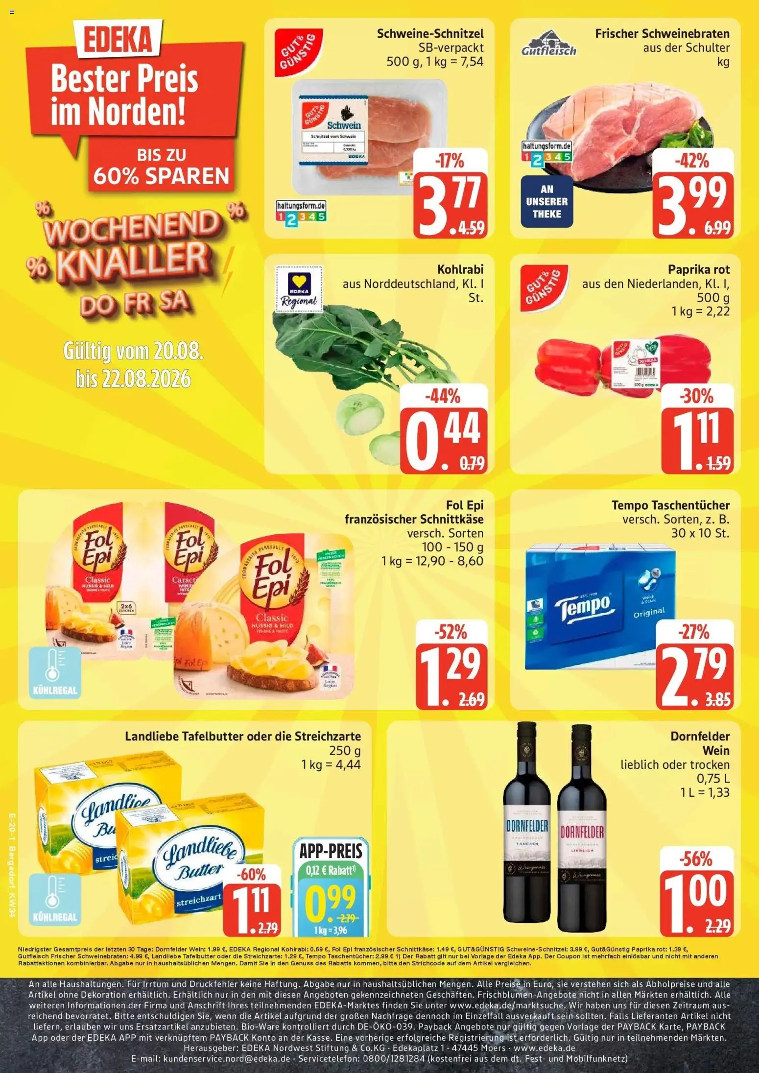 Marktkauf Prospekt Hamburg (ab 17.08.2026) » Angebote online | Seite: 26 | Produkte: Paprika rot, Kohlrabi, Tempo, Schulter