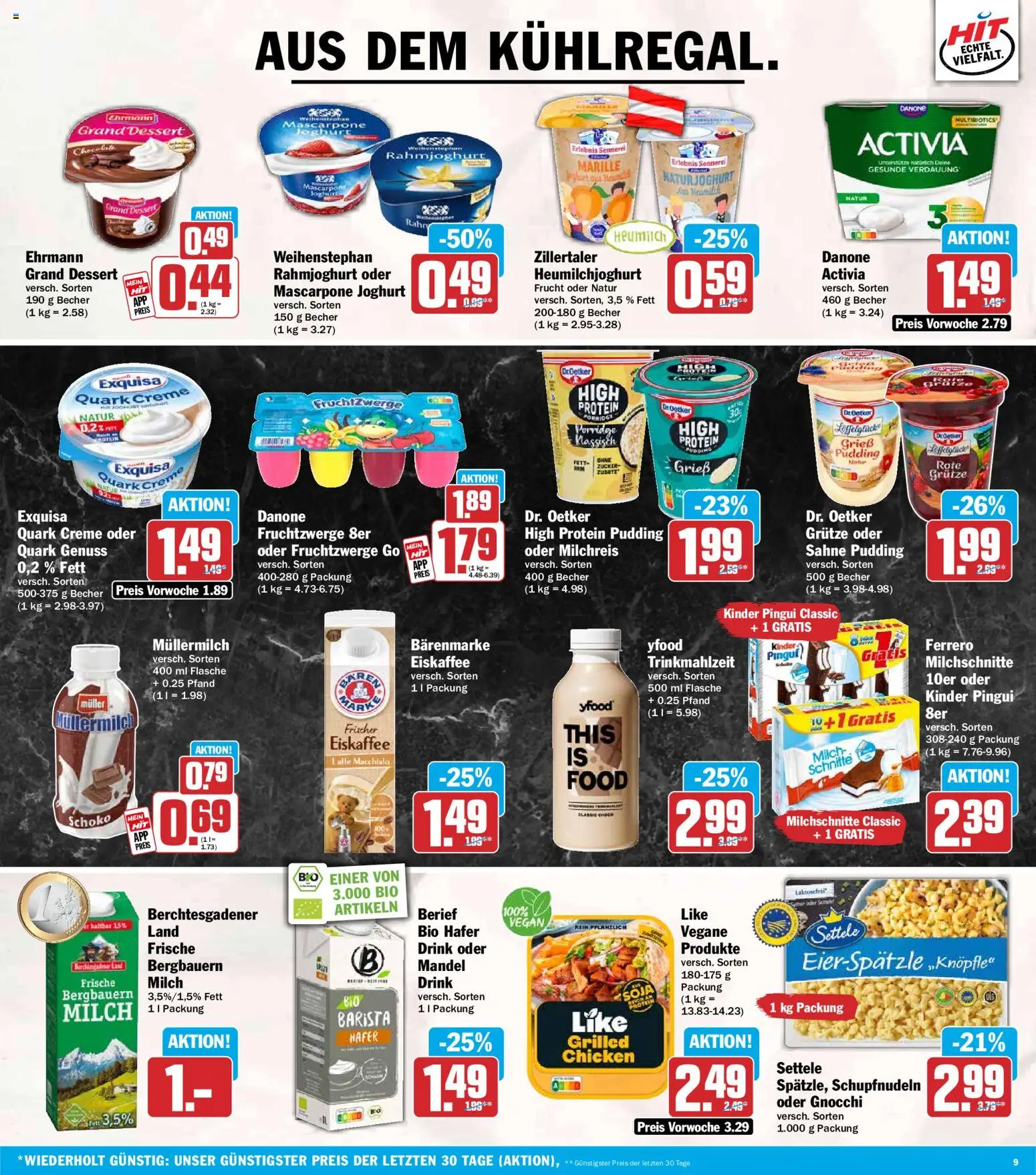 HIT Prospekt – gültig ab 17.08.2026 | Seite: 9 | Produkte: High protein pudding, Joghurt, Exquisa, YFood