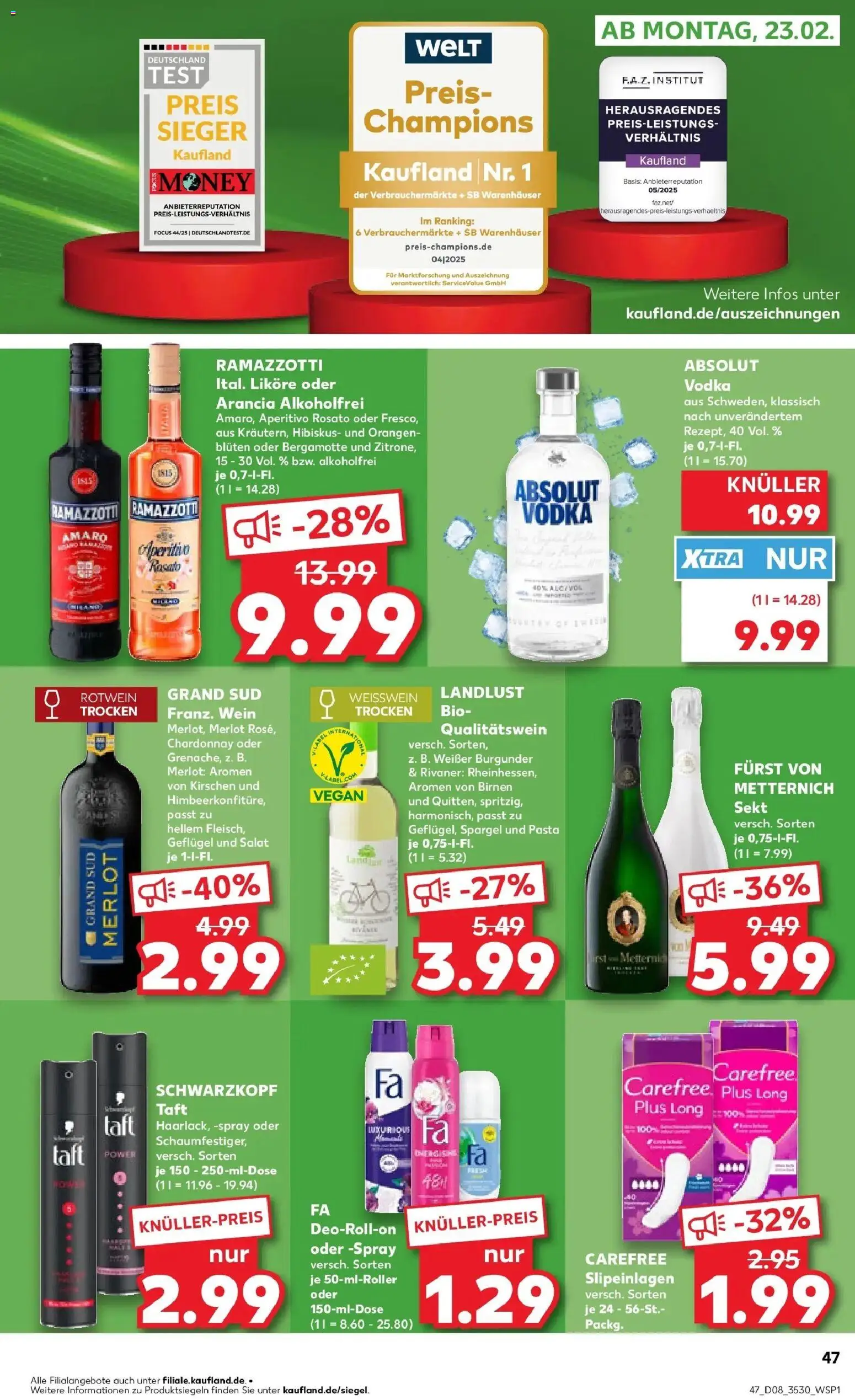 Kaufland prospekt Aue-Bad Schlema	 – gültig ab 19.02.2026 | Seite: 55 | Produkte: Furst von metternich, Sekt, Kirschen, Ramazzotti