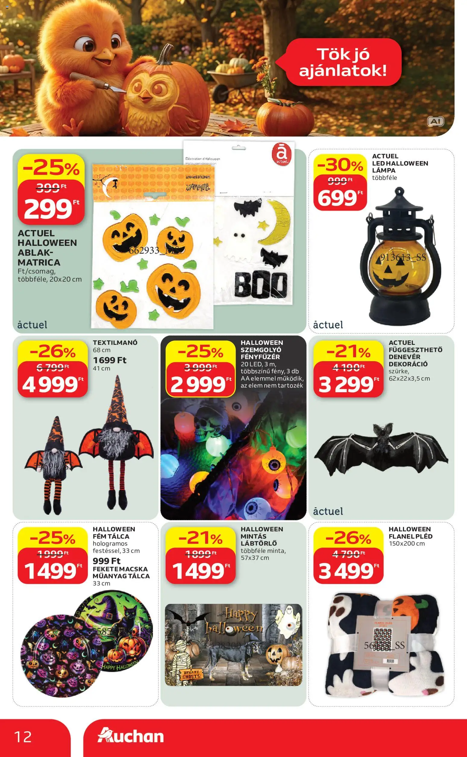 Auchan akciós ujság - amely érvényes a következő dátumtól: 2026.09.10. | Oldal: 12 | Termékek: Tálca, Lábtörlő, Elem, Dekoráció