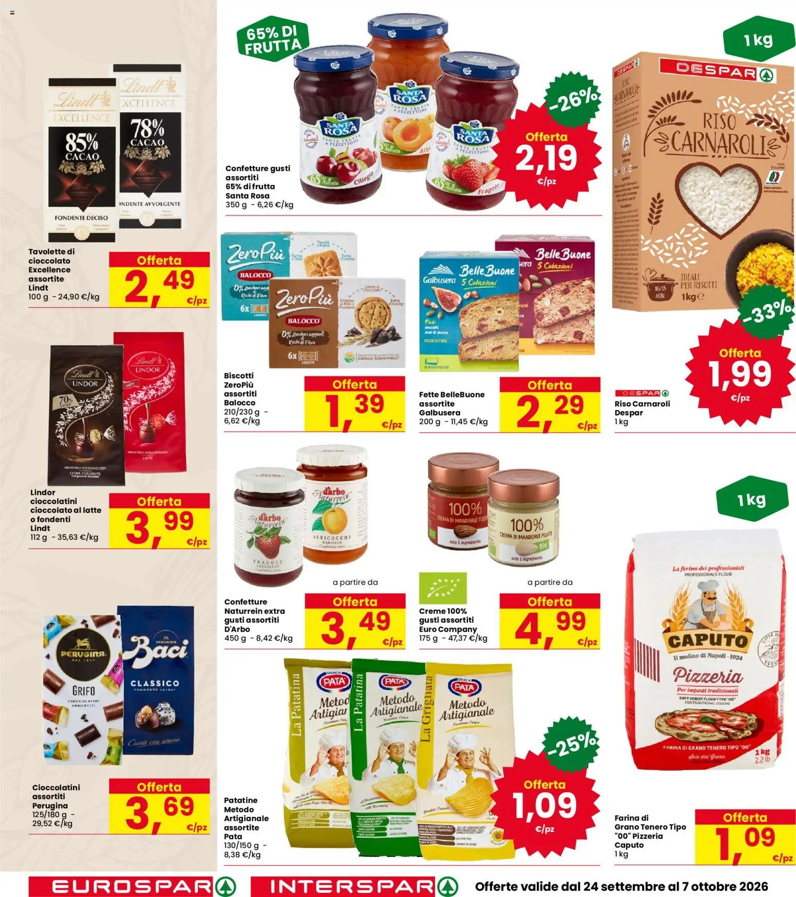 Volantino Eurospar del 24/09/2026 | Pagina: 26 | Prodotti: Riso, Patatine, Cacao, Albicocche