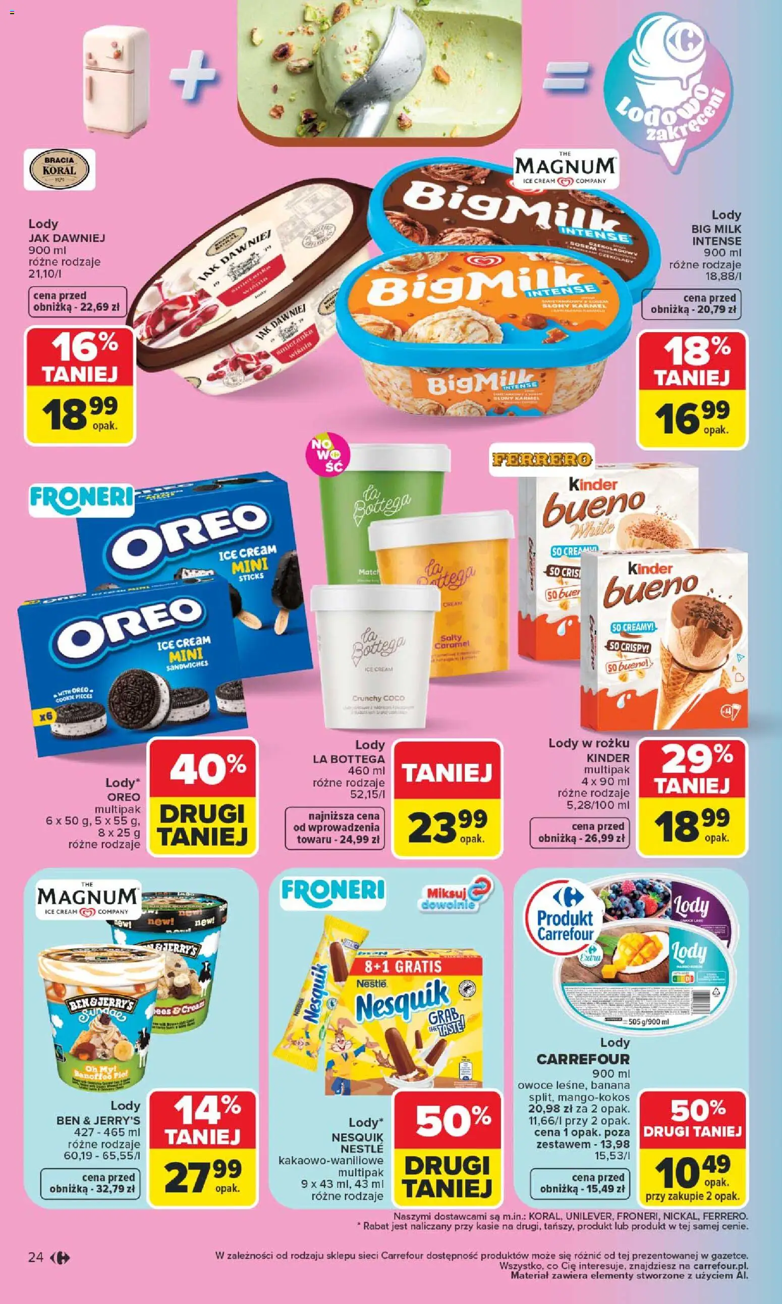 Carrefour gazetka od 08.06.2026 | Strona: 26 | Produkty: Czekolady, Big Milk, Lody, Owoce