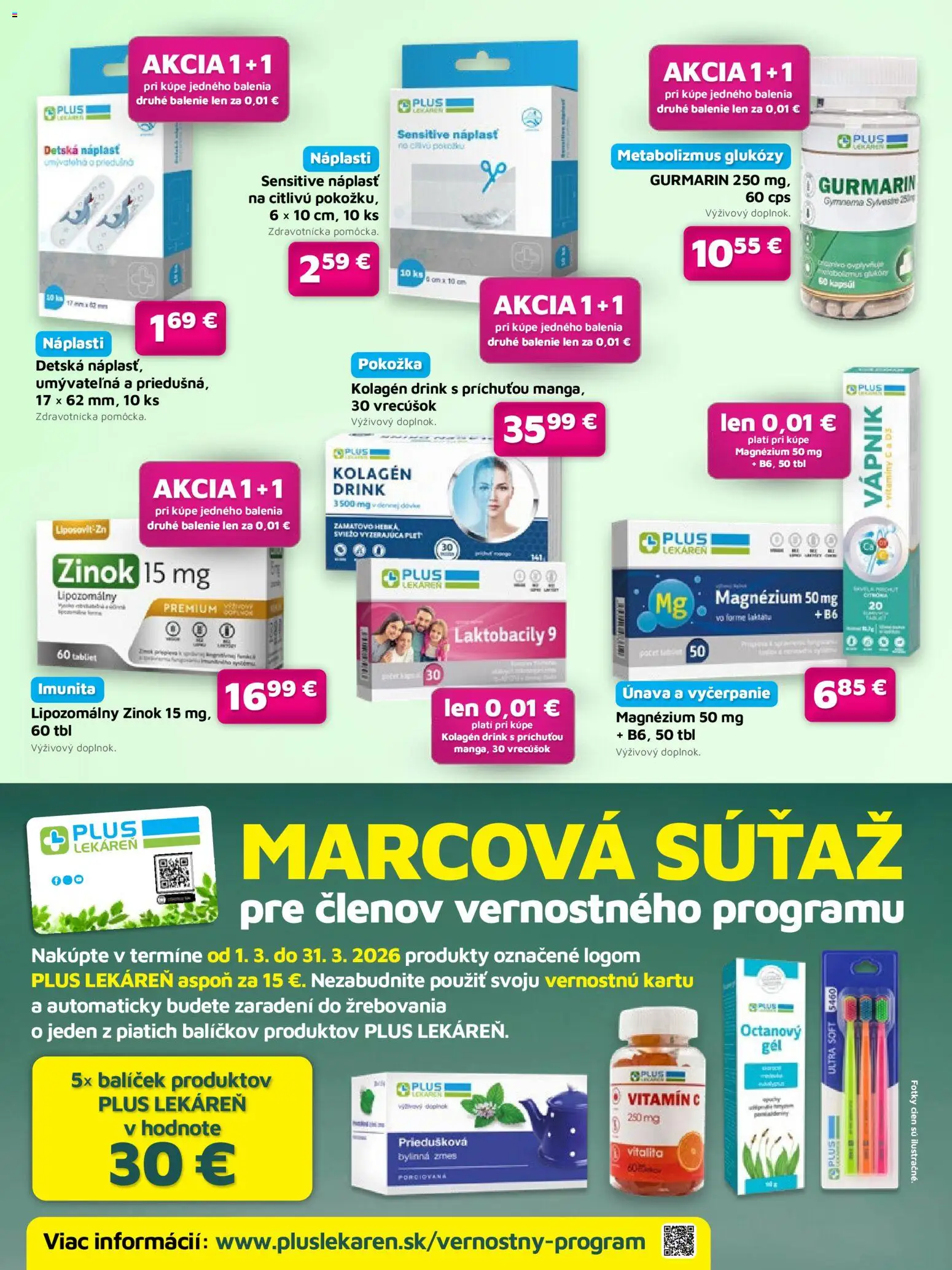 Nové Plus lekáreň akcie – leták je platný od 01.03.2026 | Strana: 12 | Produkty: Náplasť, Kolagén