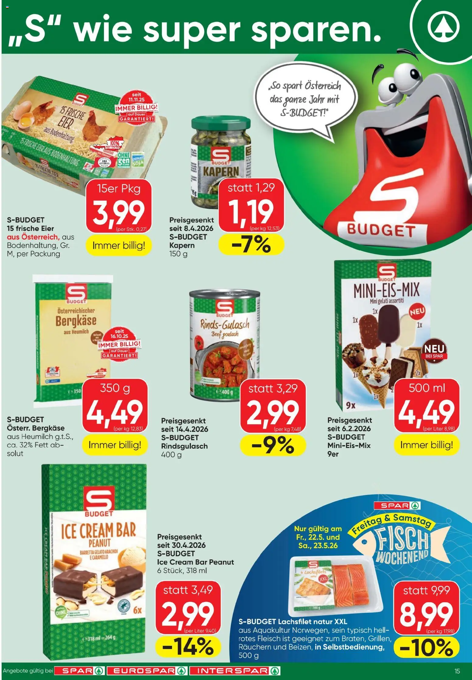 Spar - Flugblatt gültig ab 21.05.2026 | Seite: 15 | Produkte: Eier, Fisch