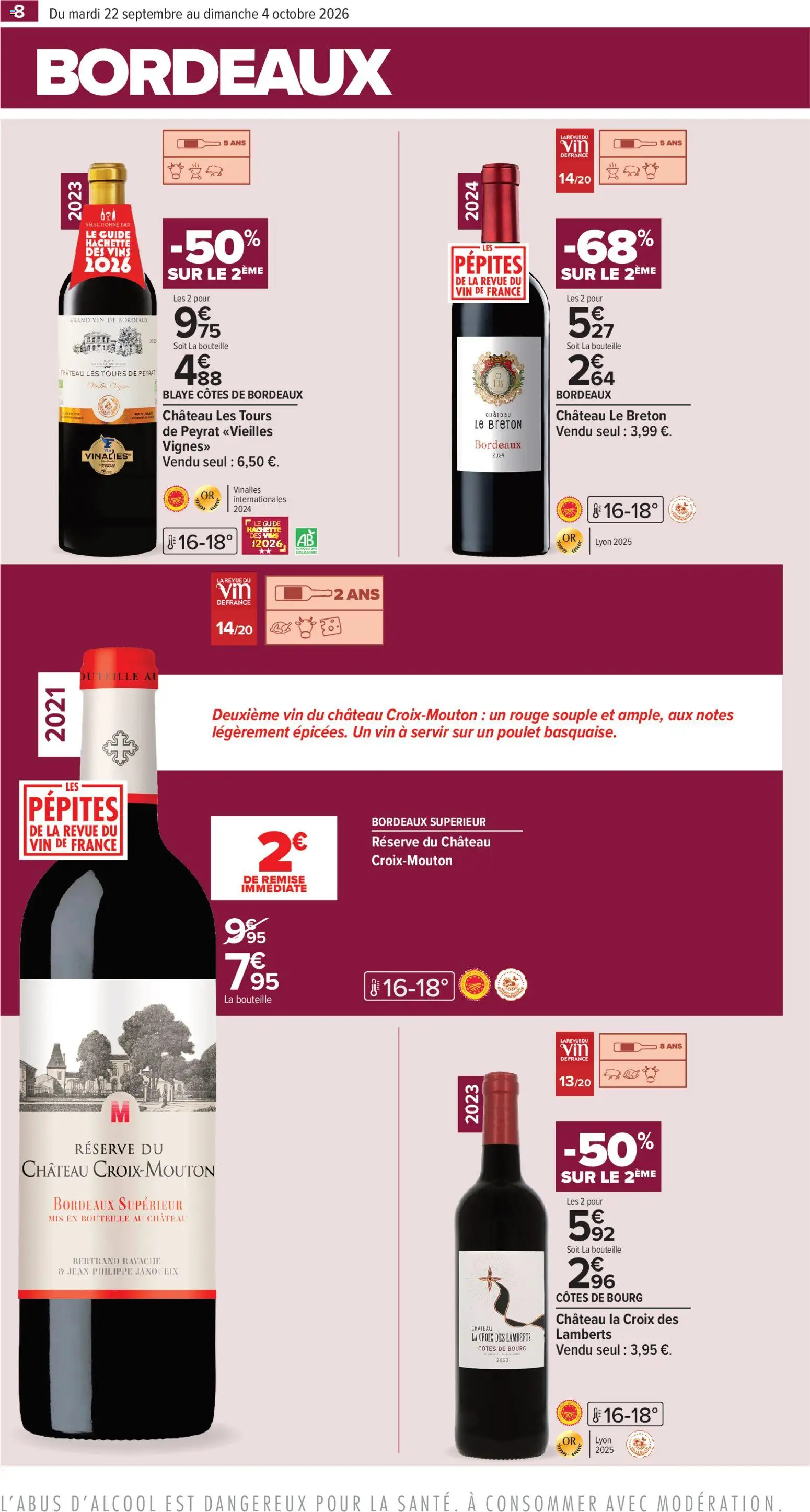 {H1} | Page: 8 | Produits: Blaye côtes de Bordeaux, Poulet, Jean, Vin