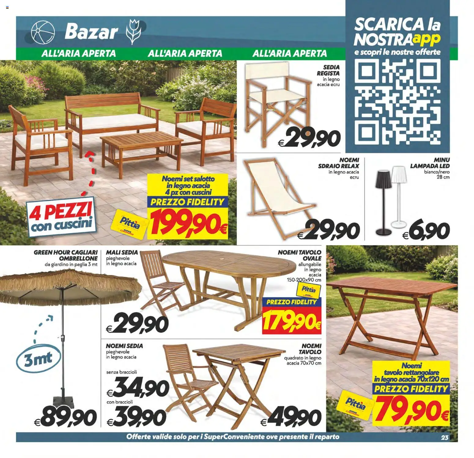 Volantino SuperConveniente del 19.05.2026 | Pagina: 23 | Prodotti: Sdraio, Ombrellone, Braccioli, Sedia