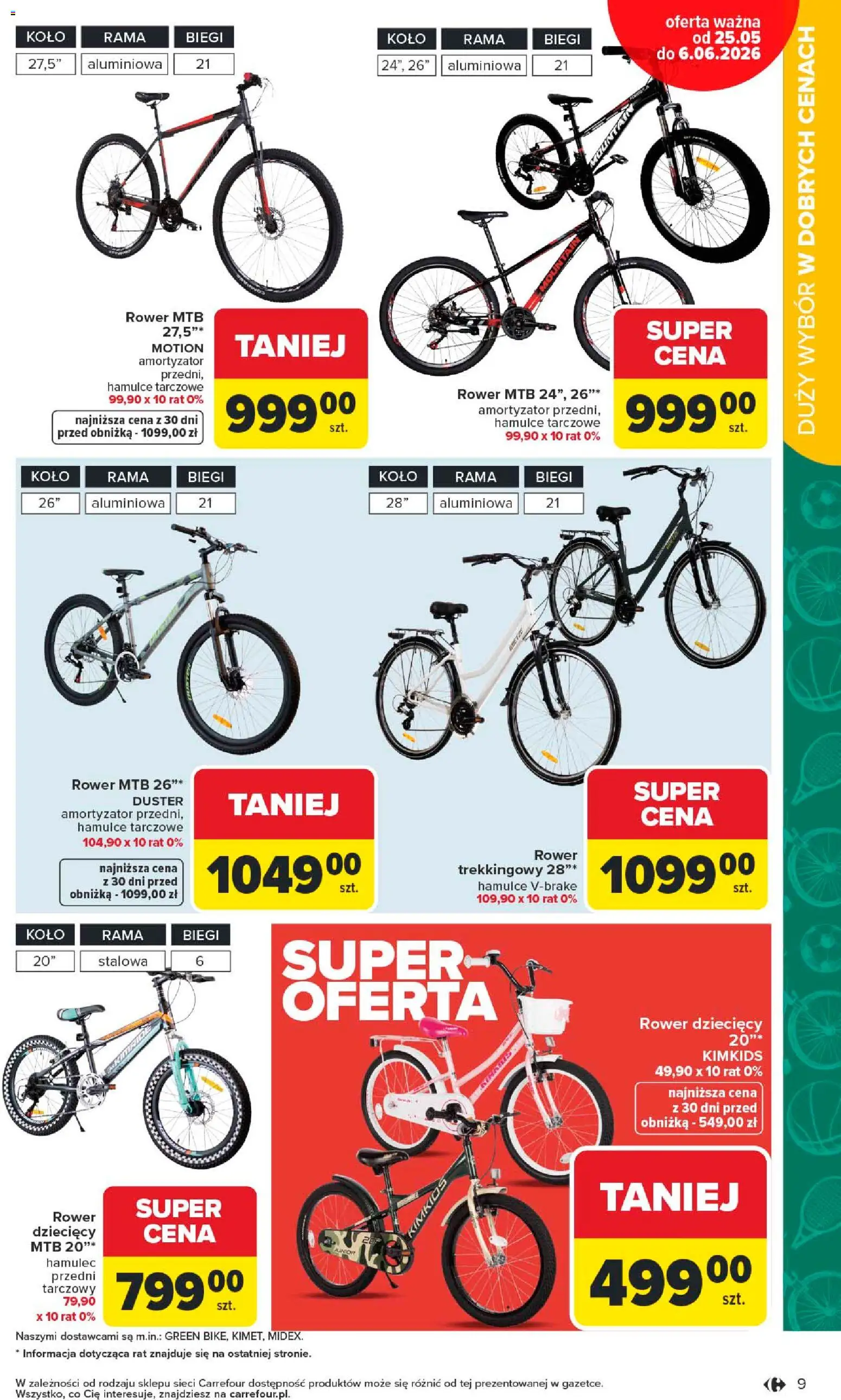 Carrefour gazetka - Łap super okazje od 25.05.2026 | Strona: 9 | Produkty: Rower