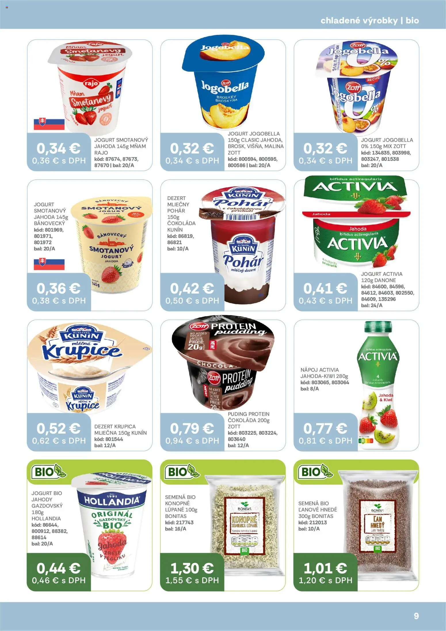 Nové Labaš akcie – leták je platný od 11.09.2026 | Strana: 9 | Produkty: Puding, Kiwi, Smotanový jogurt, Dezert