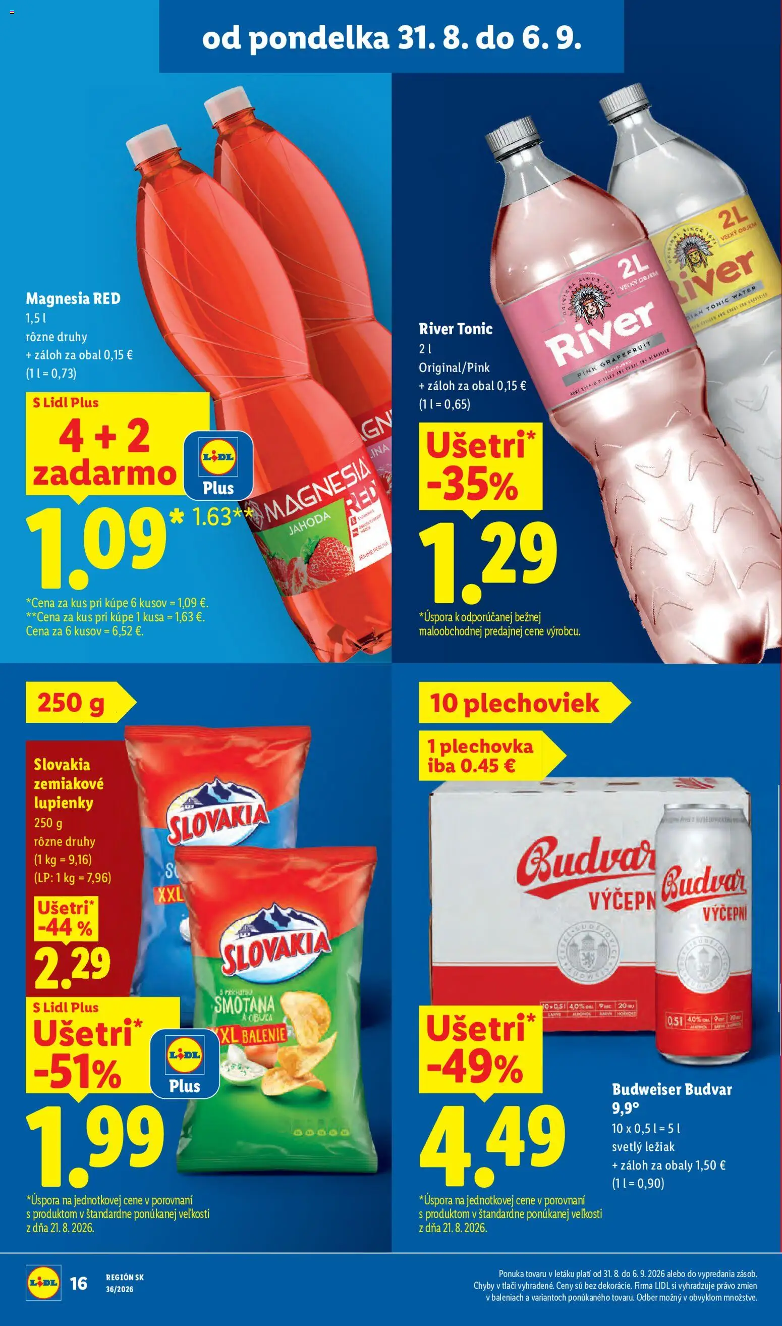 Nové Lidl akcie – leták je platný od 31.08.2026 | Strana: 24 | Produkty: Budvar, Magnesia, Grapefruit, Cibuľa