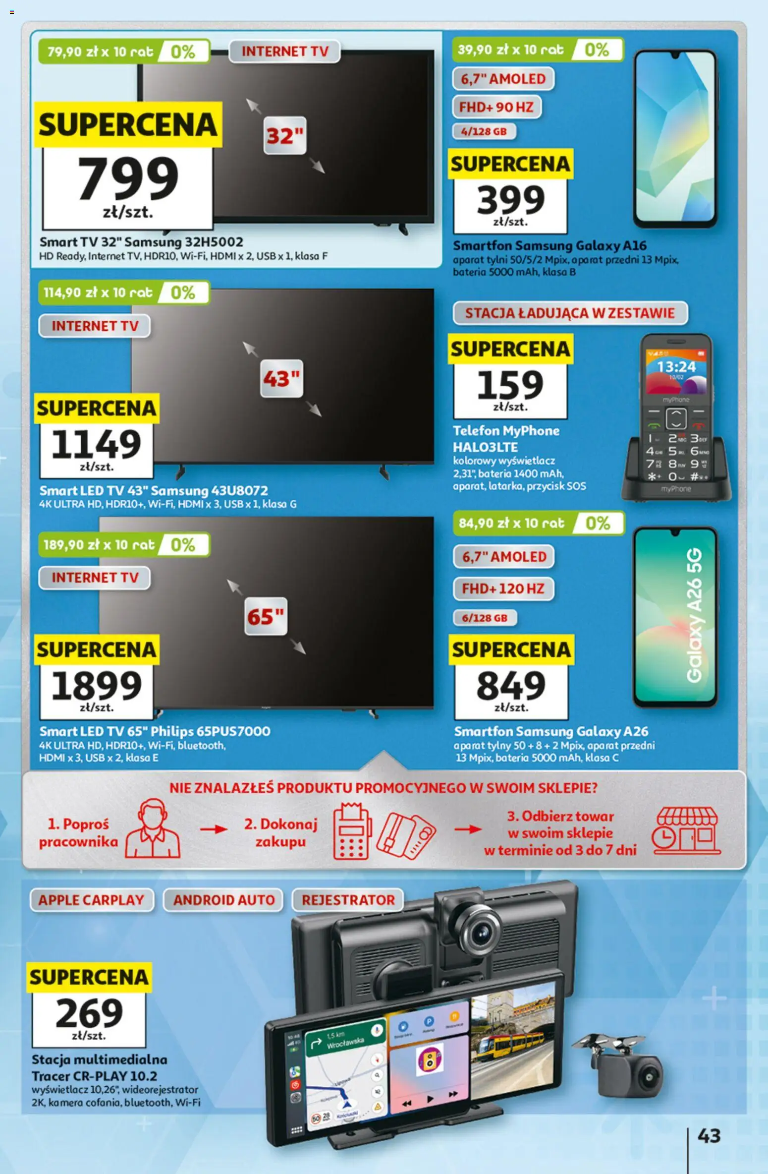 Auchan gazetka - 30 Lat Hipermarket od 25.06.2026 | Strona: 43 | Produkty: Telefon, Smartfon, USB, Bateria