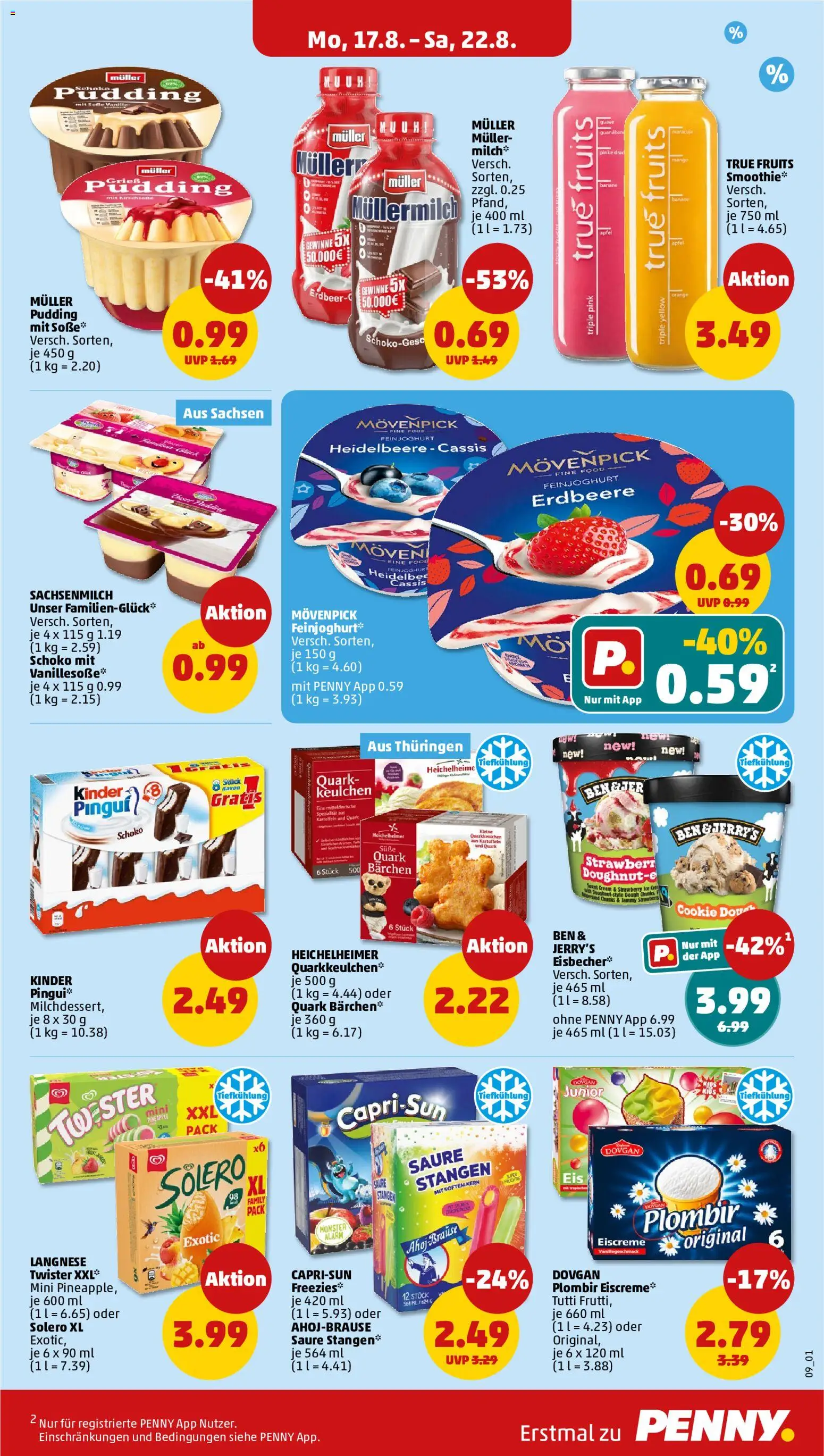 Penny Prospekt – gültig ab 17.08.2026 | Seite: 15 | Produkte: Langnese, Quark, Milch, Ben & Jerry's