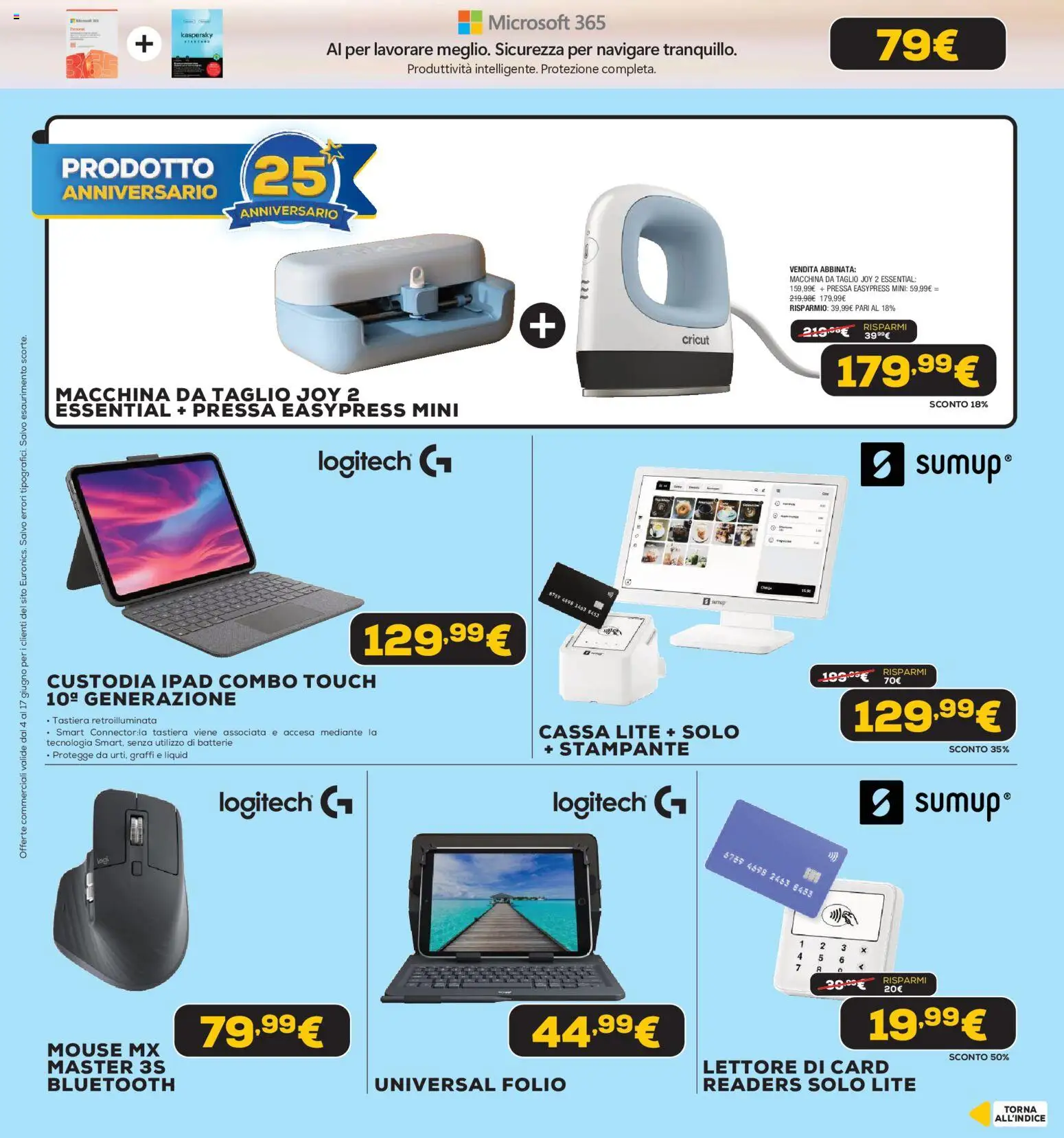 Volantino Euronics del 04.06.2026 | Pagina: 22 | Prodotti: Stampante, Mouse, Tastiera, Ipad