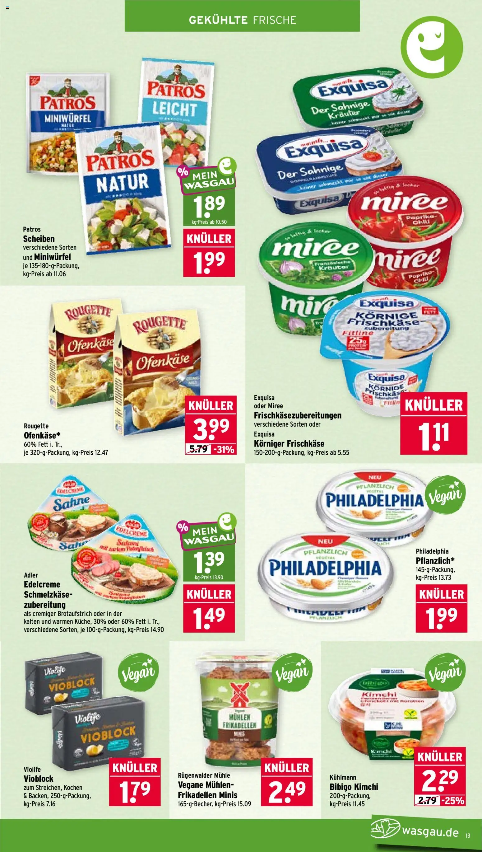 Wasgau Prospekt – gültig ab 28.09.2026 | Seite: 13 | Produkte: Exquisa, Saft, Sahne, Frischkase